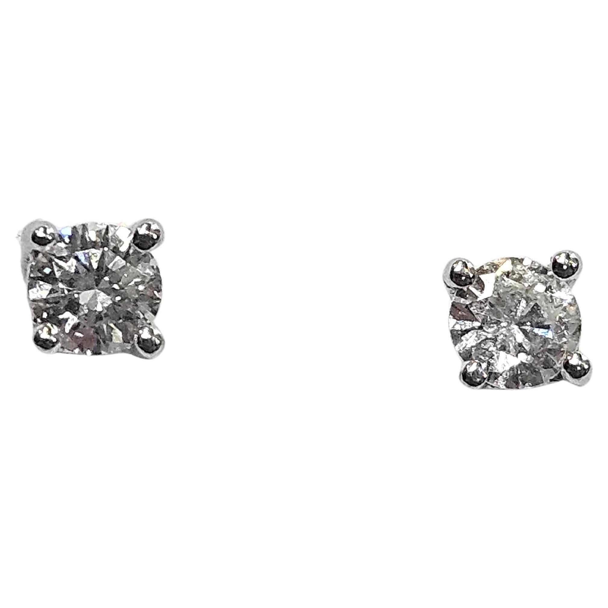 Ohrstecker Naturdiamant Brillantschliff 0,42 Ctw. Weißgold 18 Karat für Damen oder Herren im Angebot