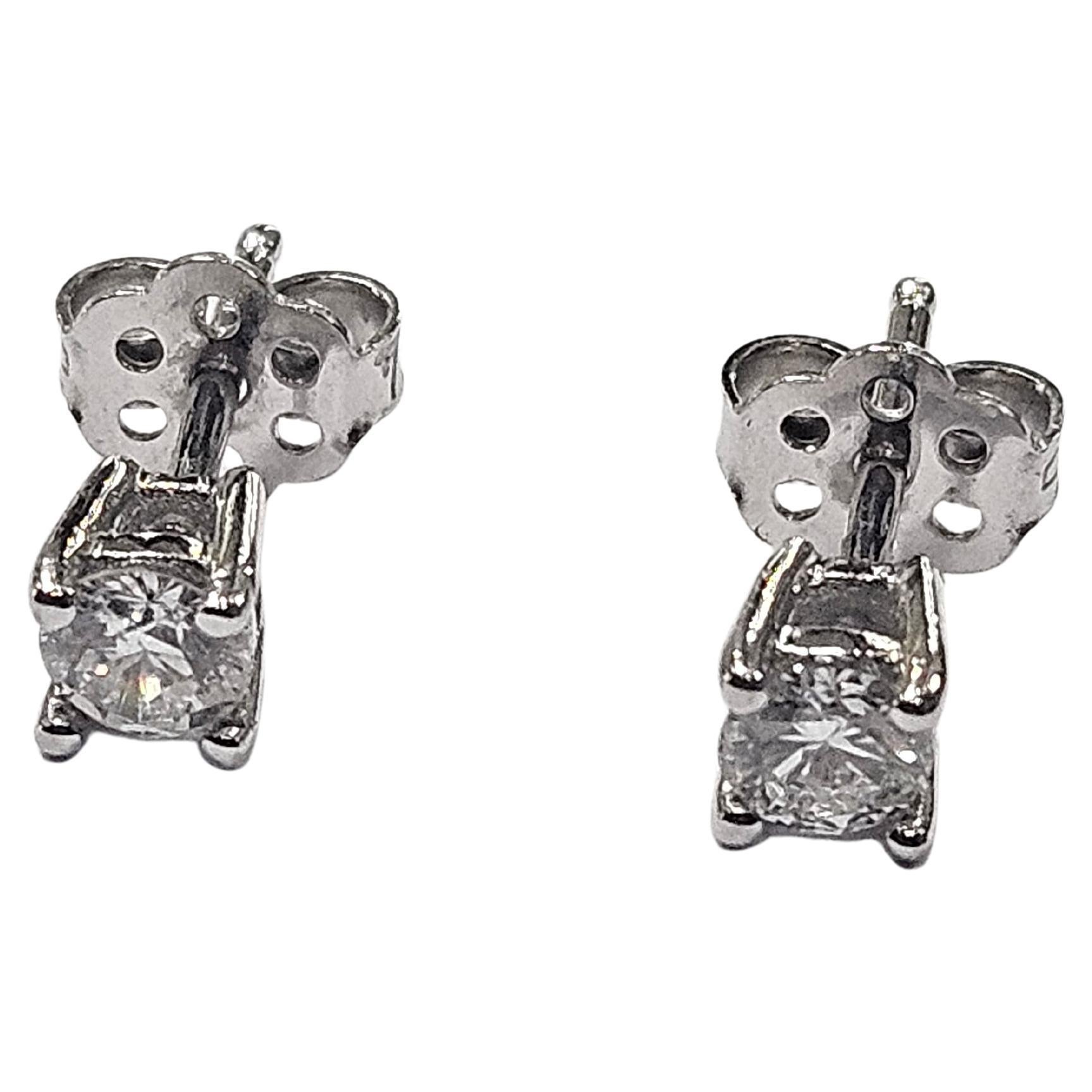 Ohrstecker Naturdiamant Brillantschliff 0,42 Ctw. Weißgold 18 Karat im Angebot 1
