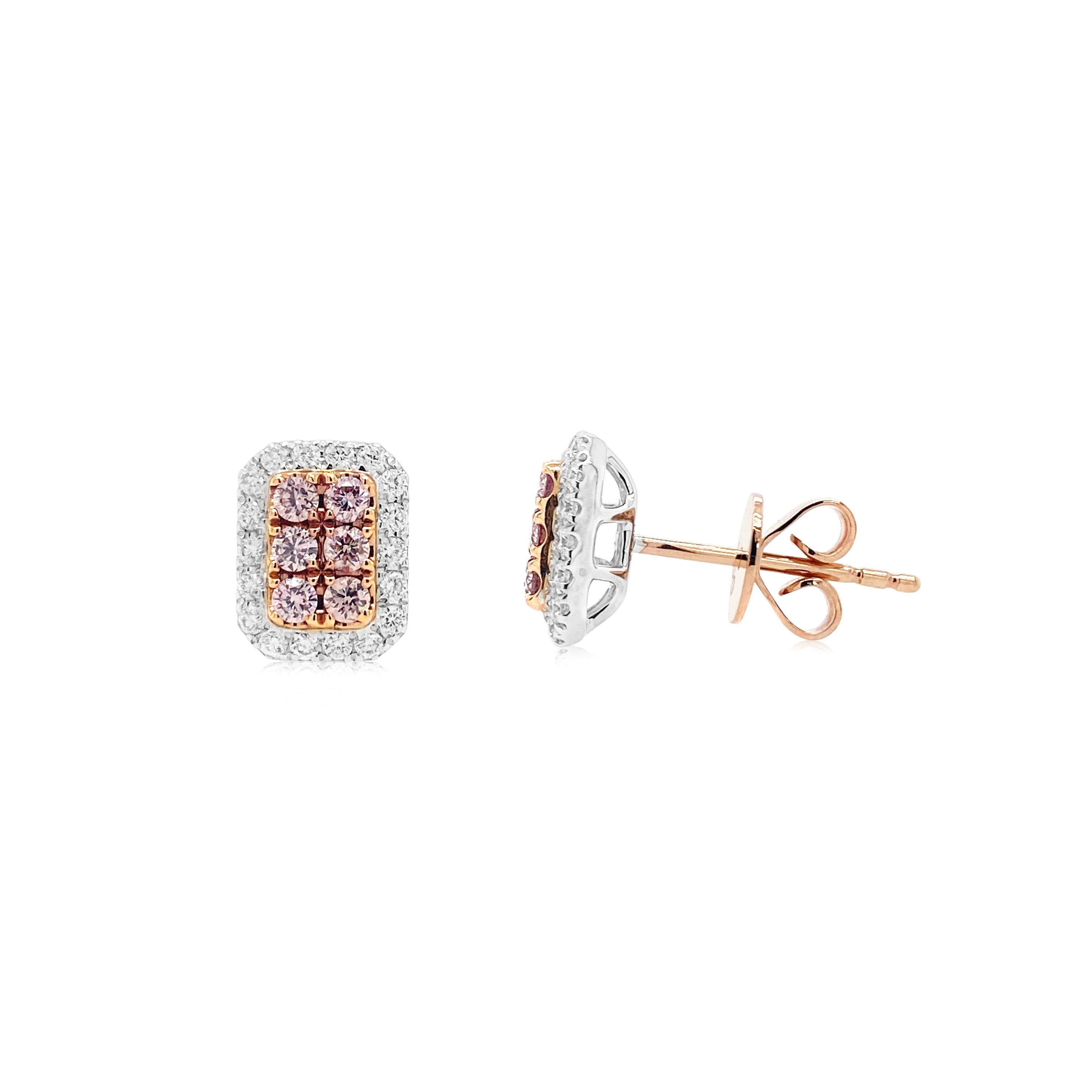 Contemporary Stud Earrings with Argyle Pink Diamonds For Sale