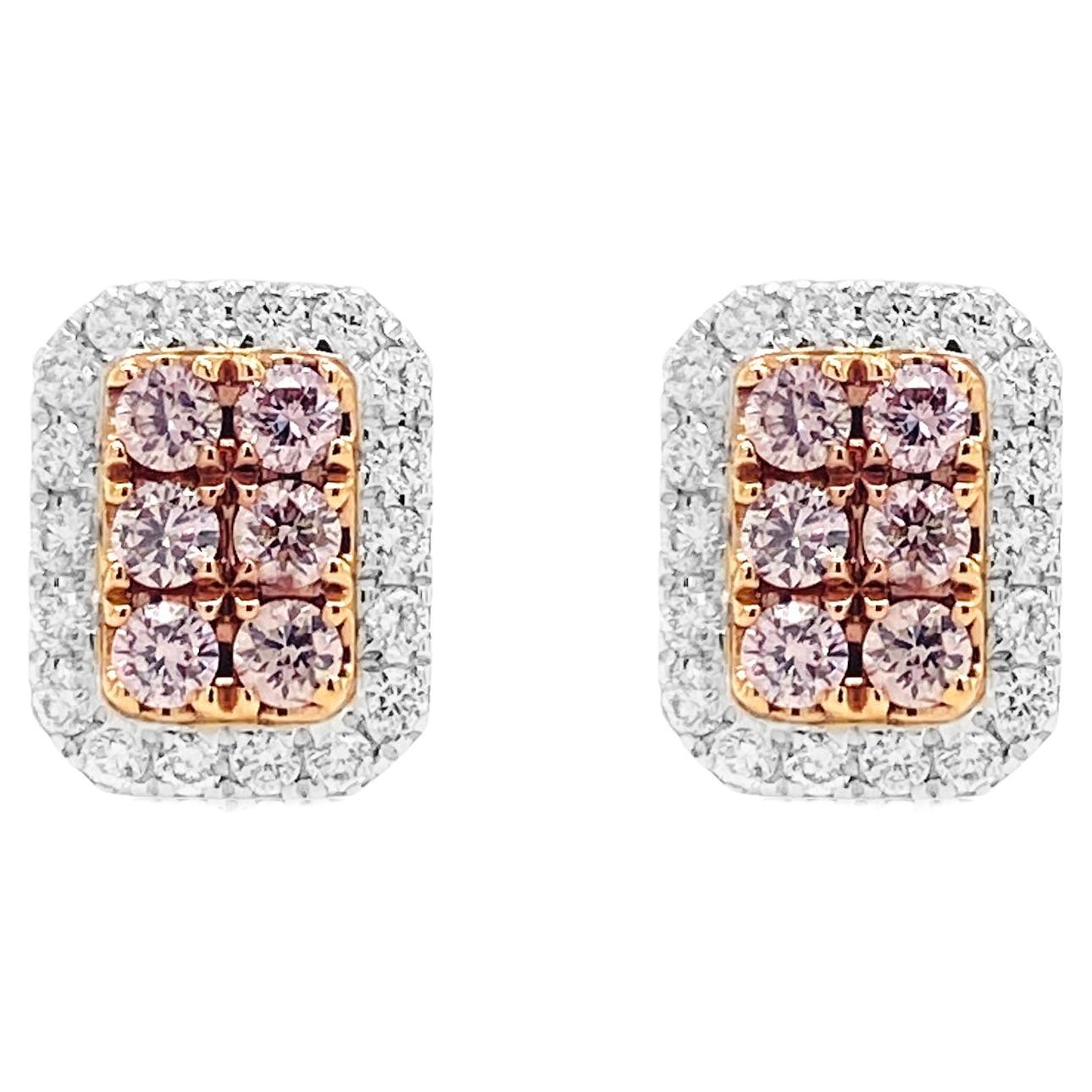 Stud Earrings with Argyle Pink Diamonds For Sale