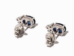 Stud Earrings with Sapphires and Diamonds, 750 White Gold
