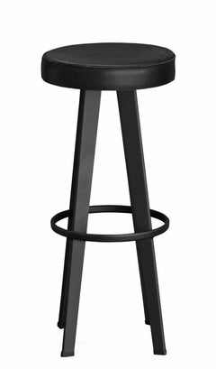 Hoher Hocker ""Bar Stud" mit Nieten aus schwarzem Leder und Stahlfuß von Moroso für Diesel