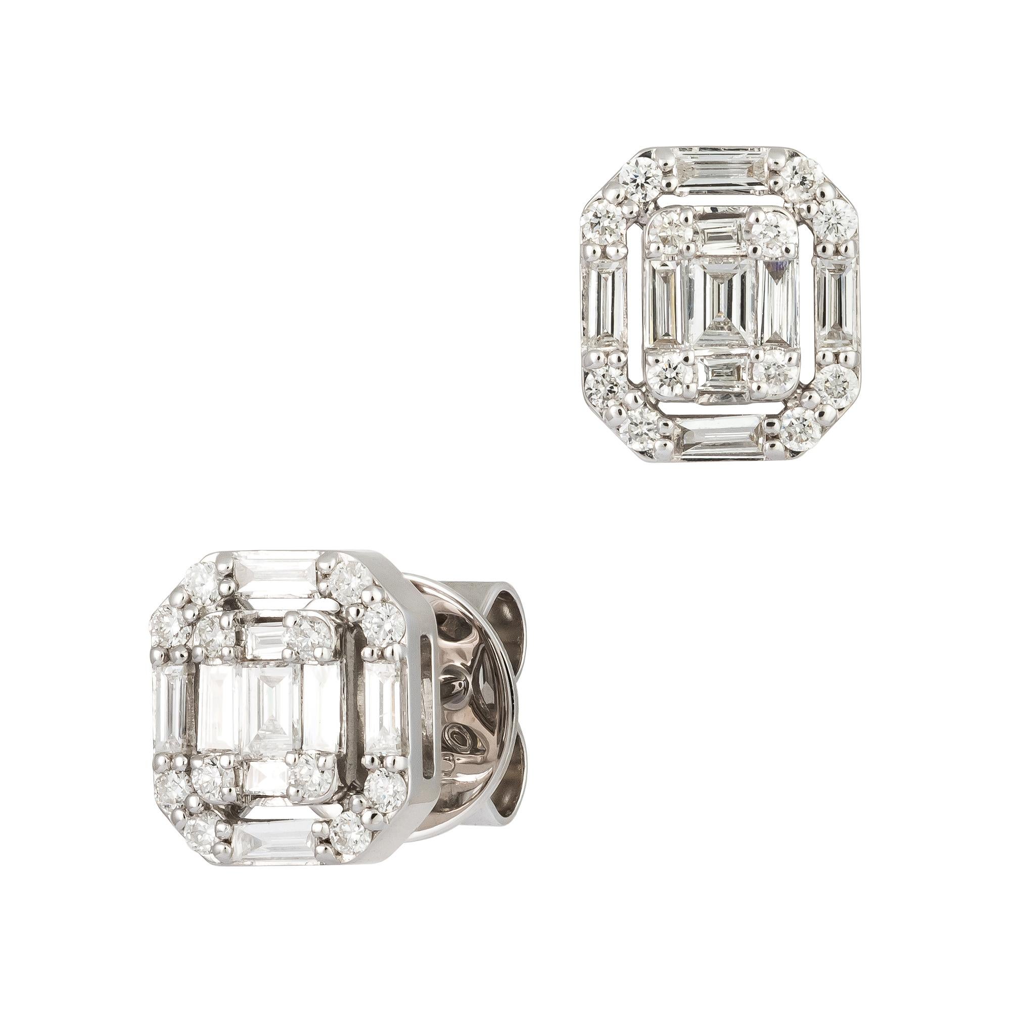 Modern Stud White Gold 18K Earrings Diamond for Her For Sale