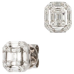 Stud White Gold 18K Earrings Diamond for Her