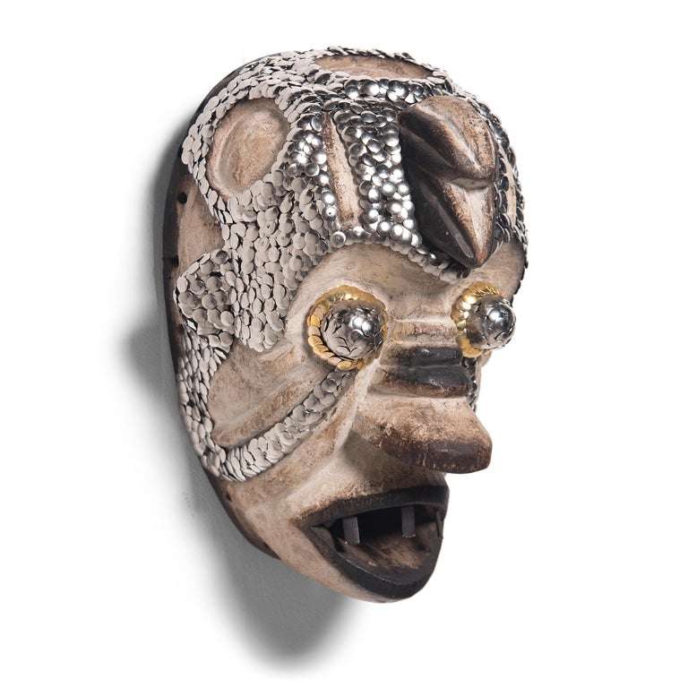 Painted Studded African Mask by Brian Stanziale For Sale