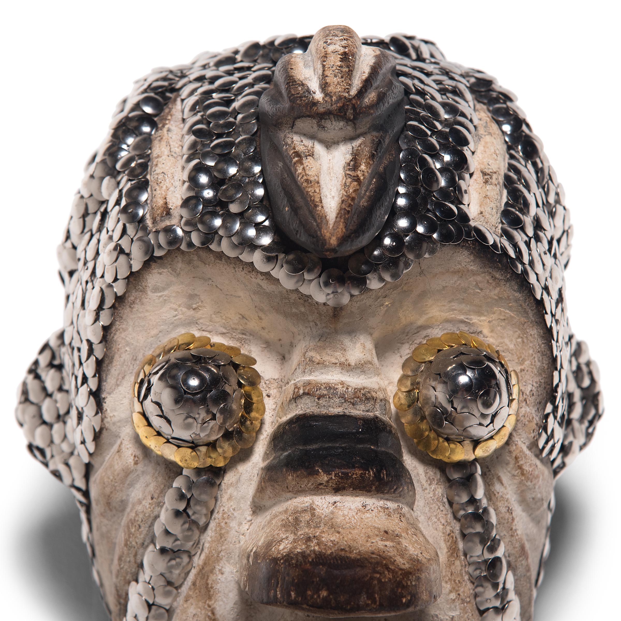 Painted Studded African Mask by Brian Stanziale For Sale