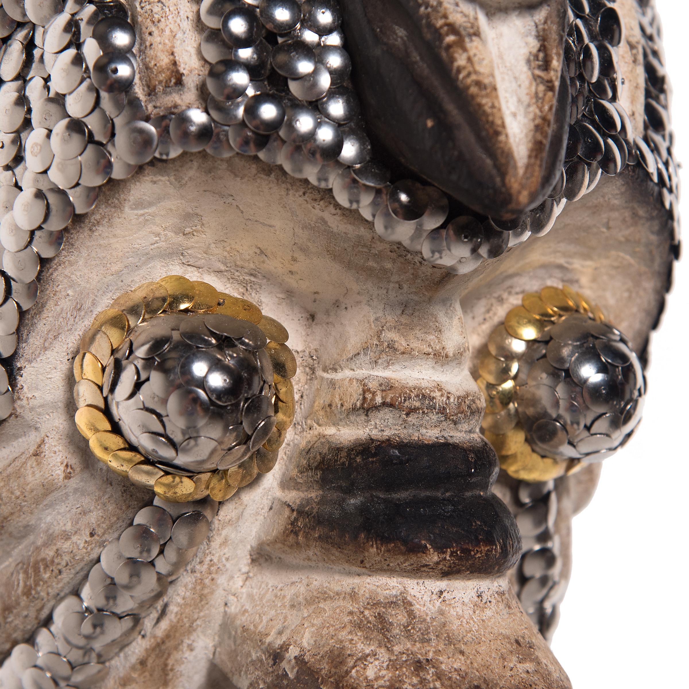 Painted Studded African Mask by Brian Stanziale For Sale