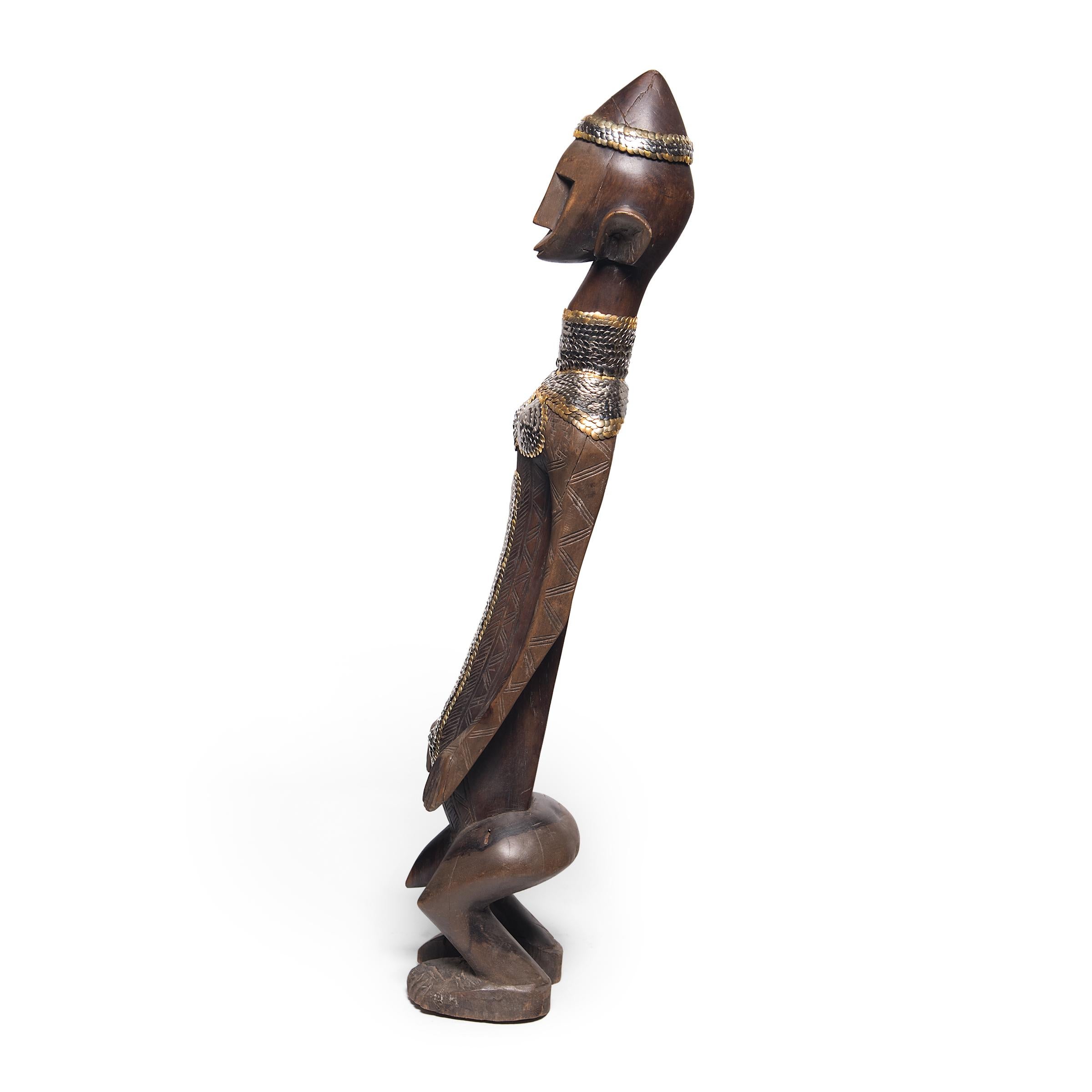 Tribal Metallic Studded Bambara Figure by Brian Stanziale For Sale