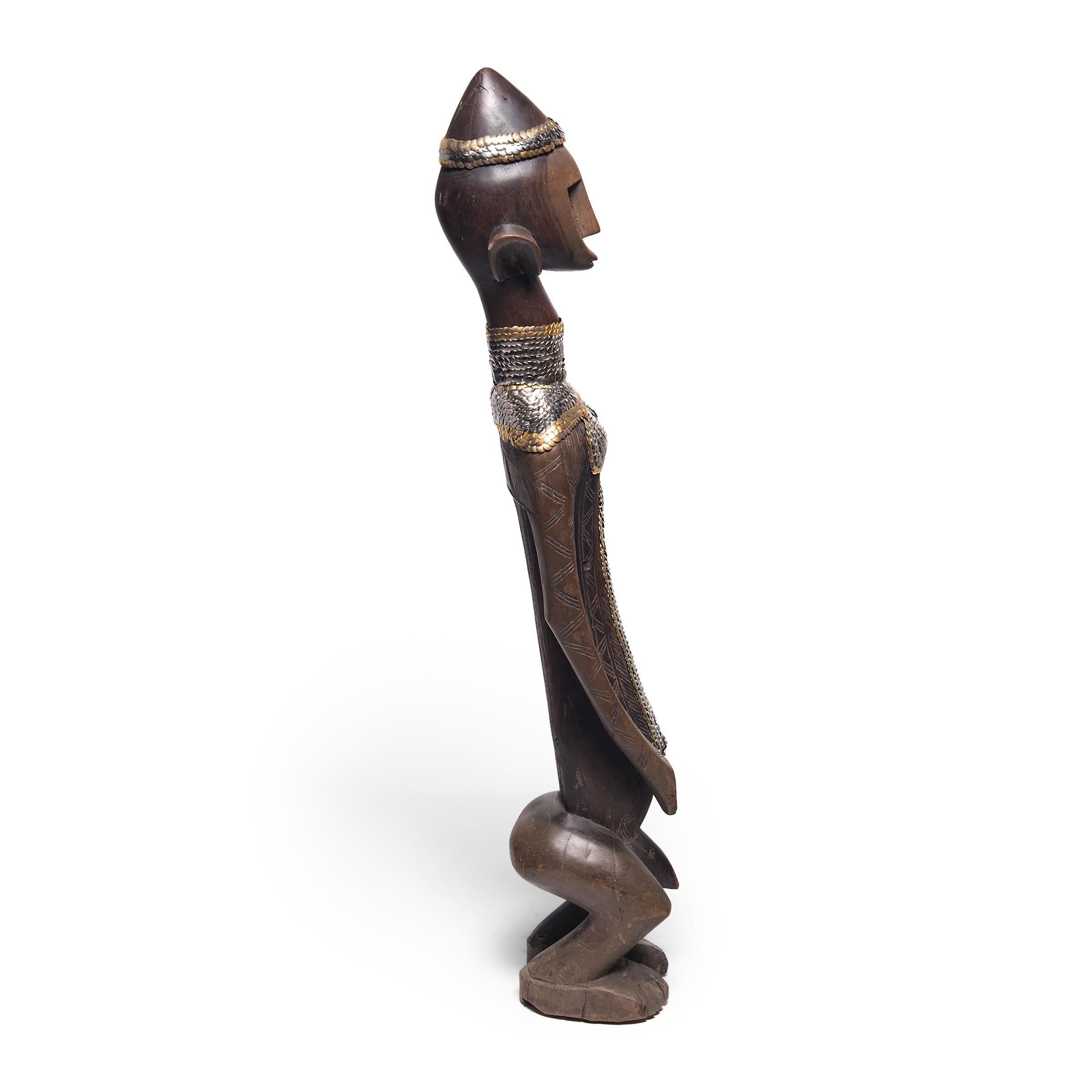 Carved Metallic Studded Bambara Figure by Brian Stanziale For Sale