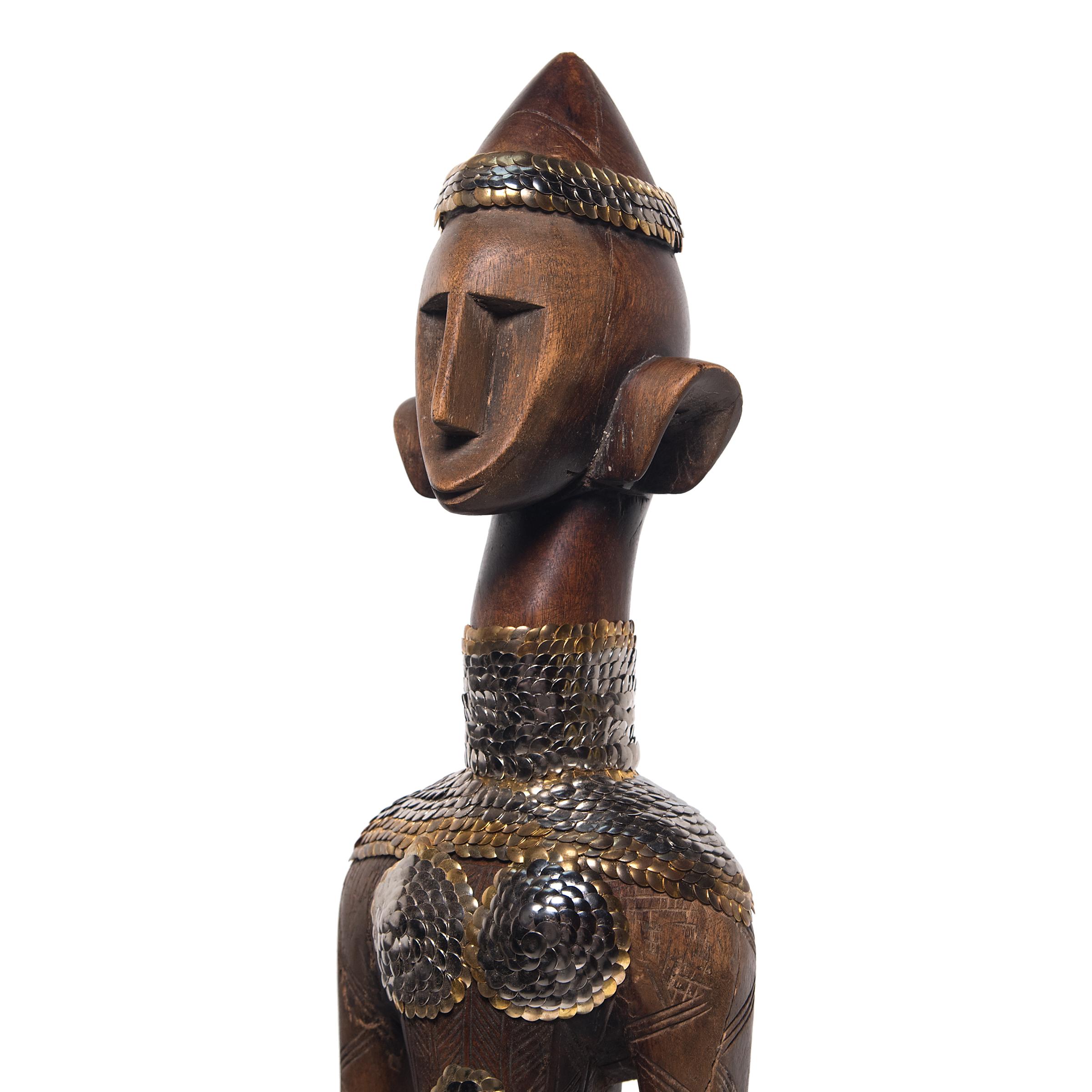 Contemporary Metallic Studded Bambara Figure by Brian Stanziale For Sale