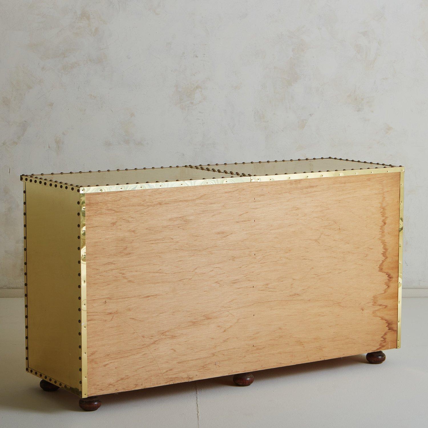 Mid-Century Modern Studded Brass Dresser, 20th Century For Sale