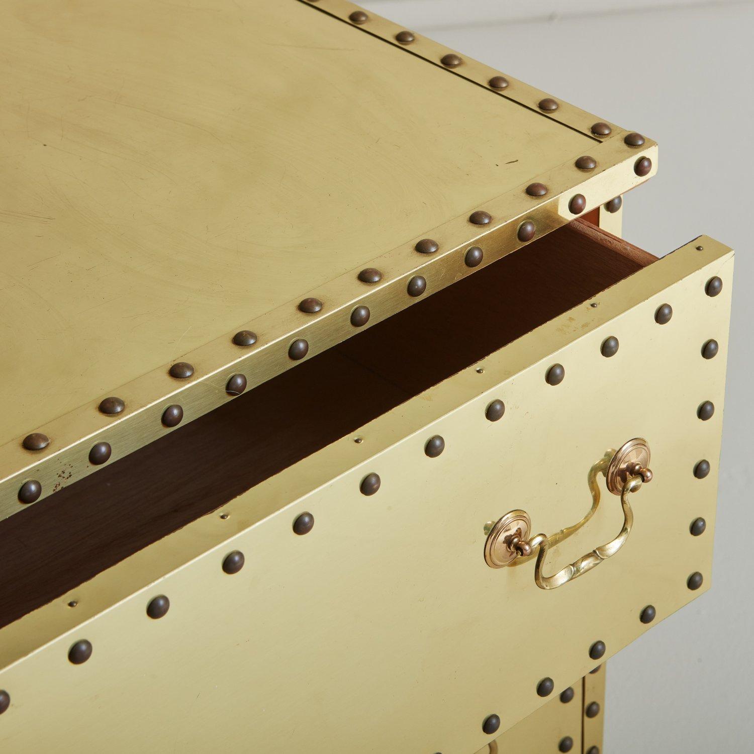 American Studded Brass Dresser, 20th Century For Sale