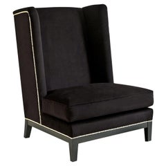 Studded Deep-Brown Armchair