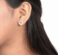 Studded Heart Moissanite Earrings 925 Sterling Silver Wedding Gift For Women.