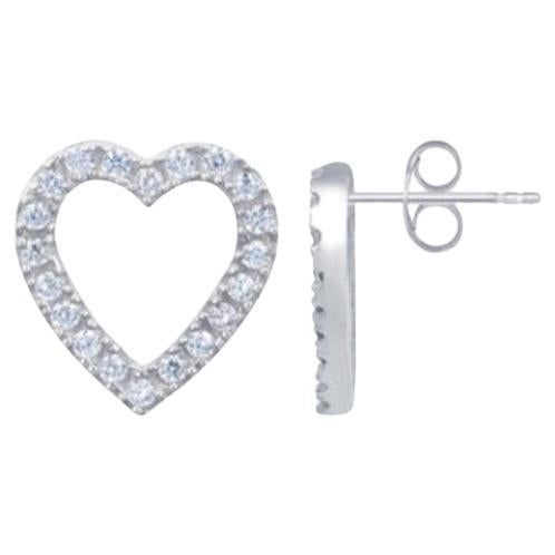 Studded Heart Moissanite Earrings 925 Sterling Silver Wedding Gift For Women.