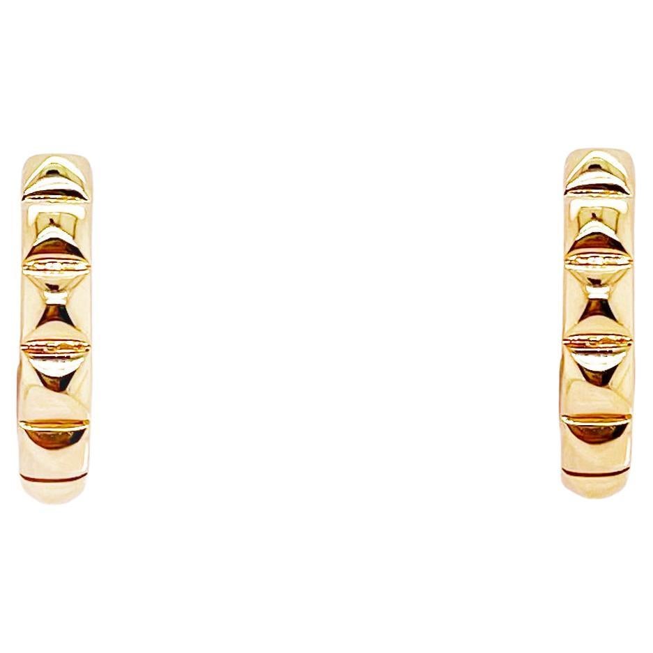 Studded Huggie Earrings in 14K Yellow Gold Hinged Earrings
