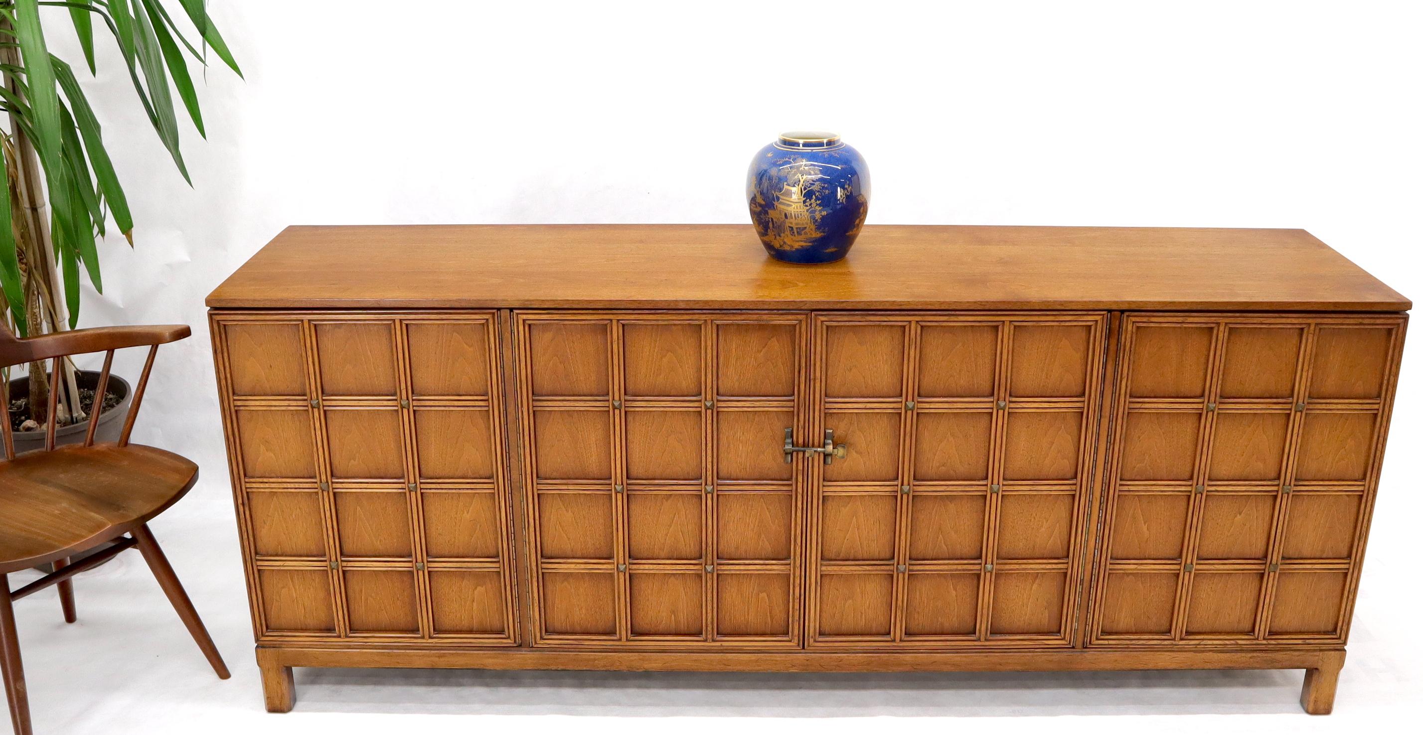 Lacquered Studded Lattice Work Four Door long Credenza Server
