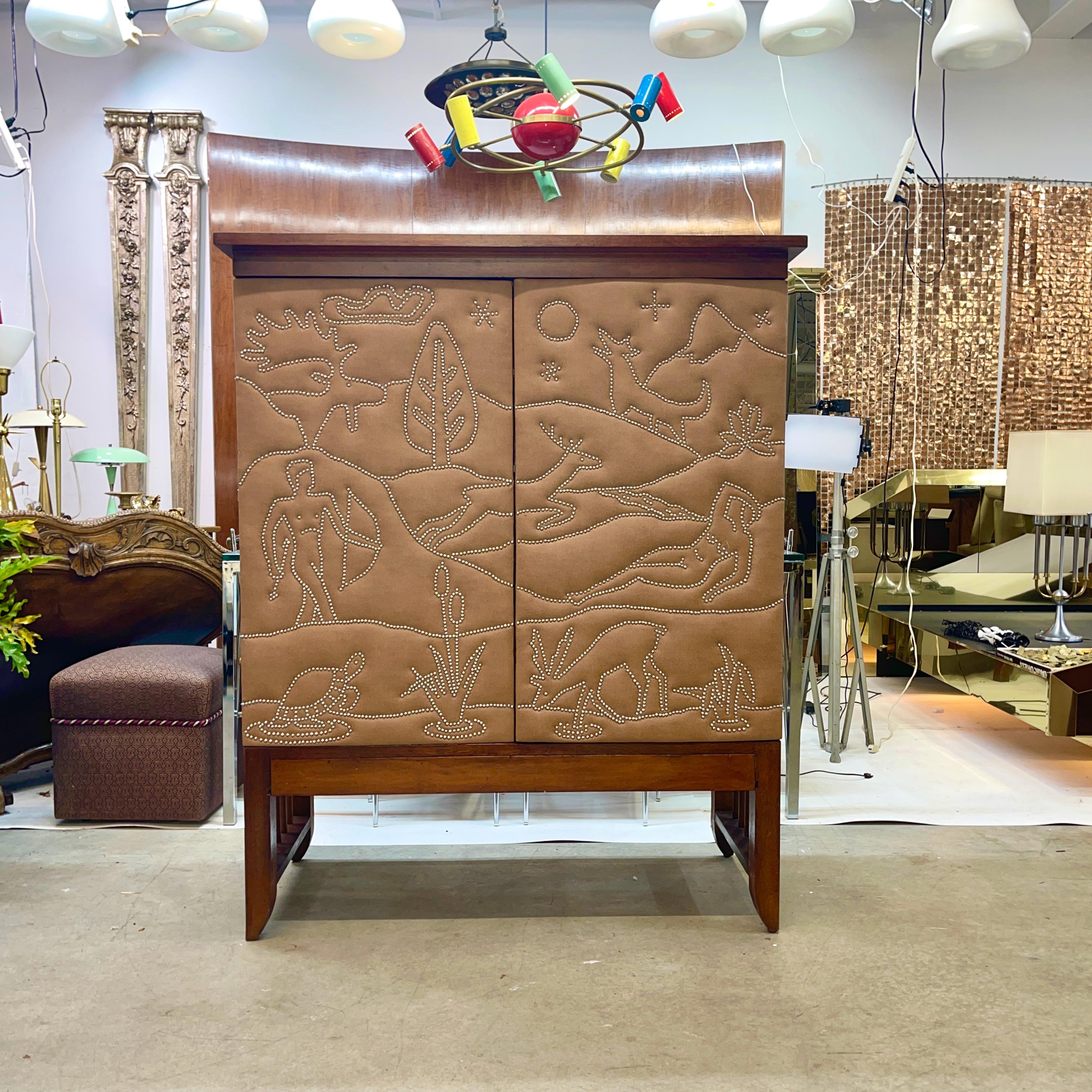 Studded Leather Bar Cabinet After Otto Schulz For Sale 6