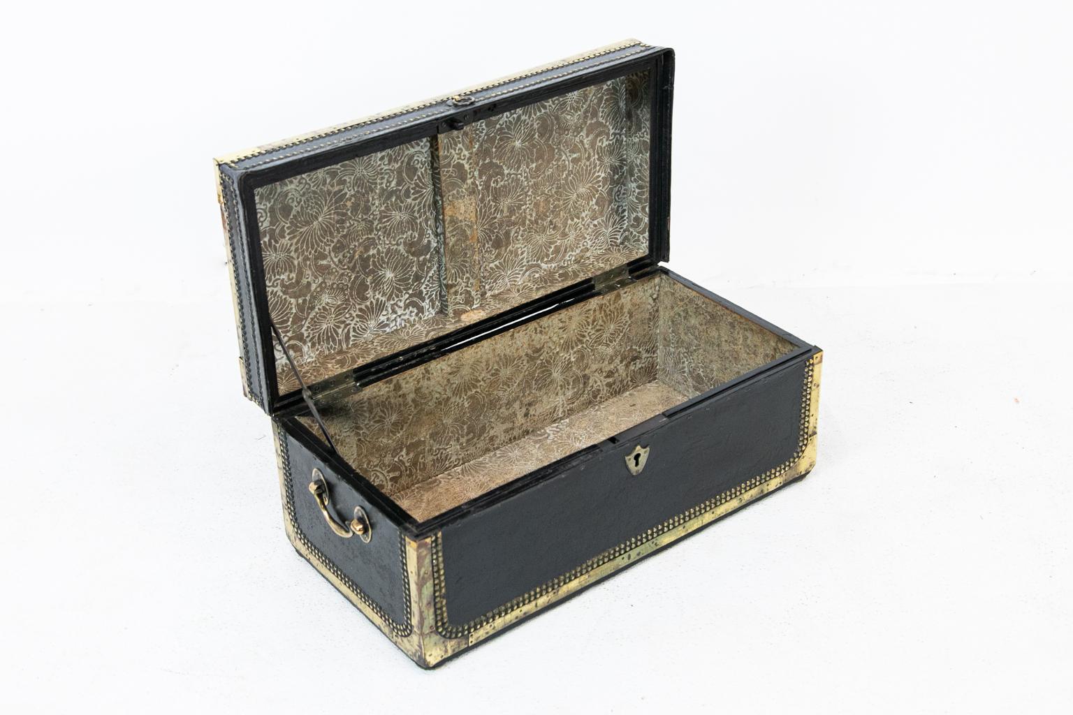 Studded Leather Camphor Wood Box For Sale 2