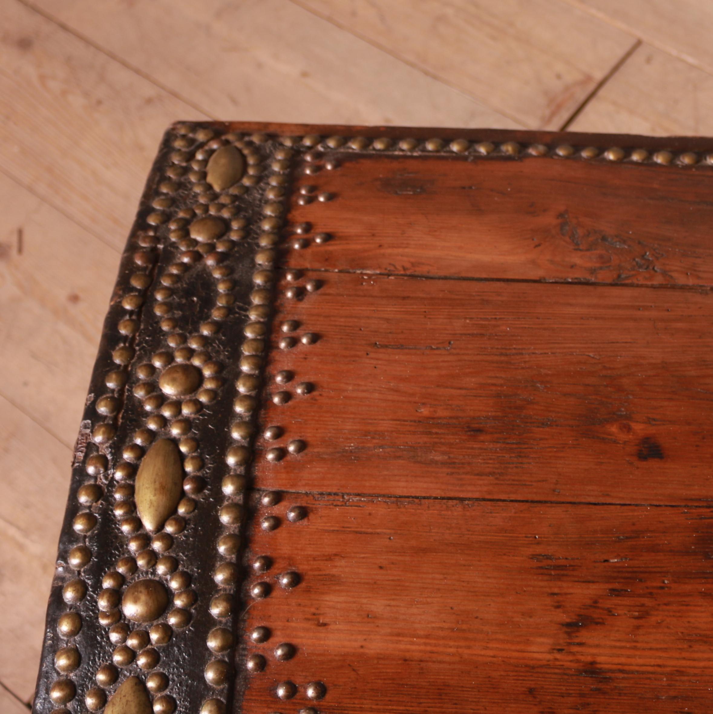 Studded Leather Travel Chest For Sale 5