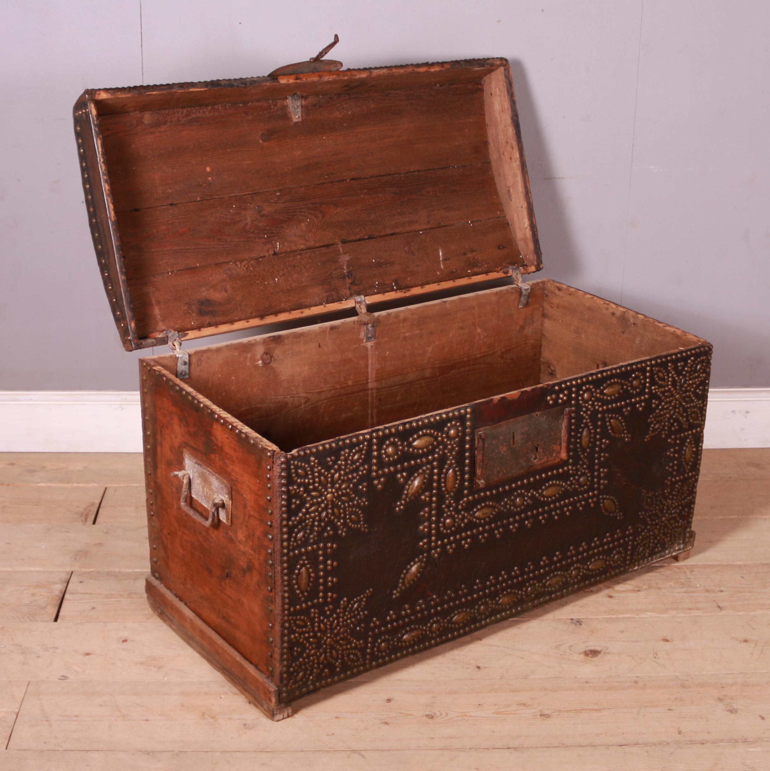 Studded Leather Travel Chest For Sale 6