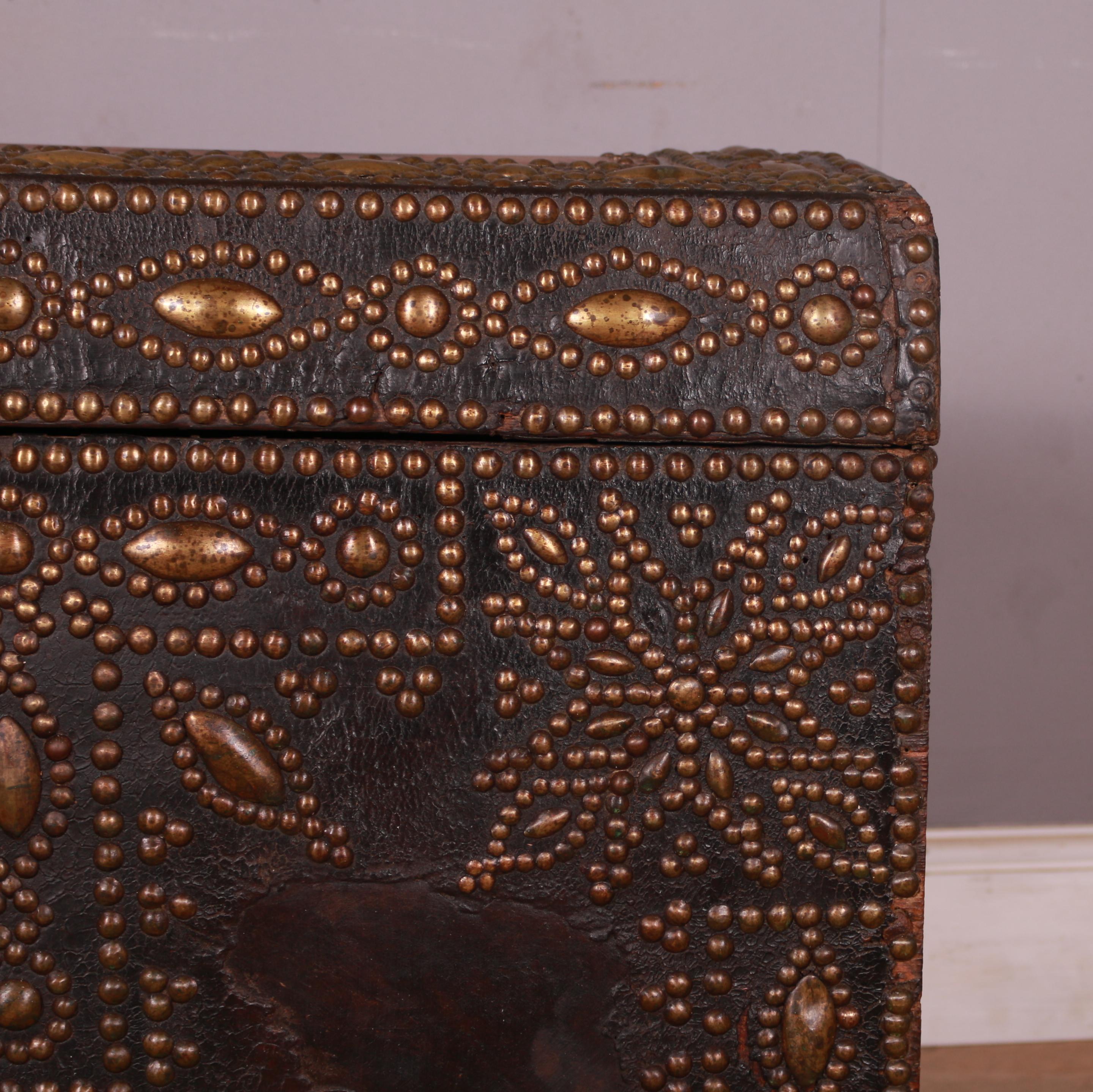 Studded Leather Travel Chest For Sale 1