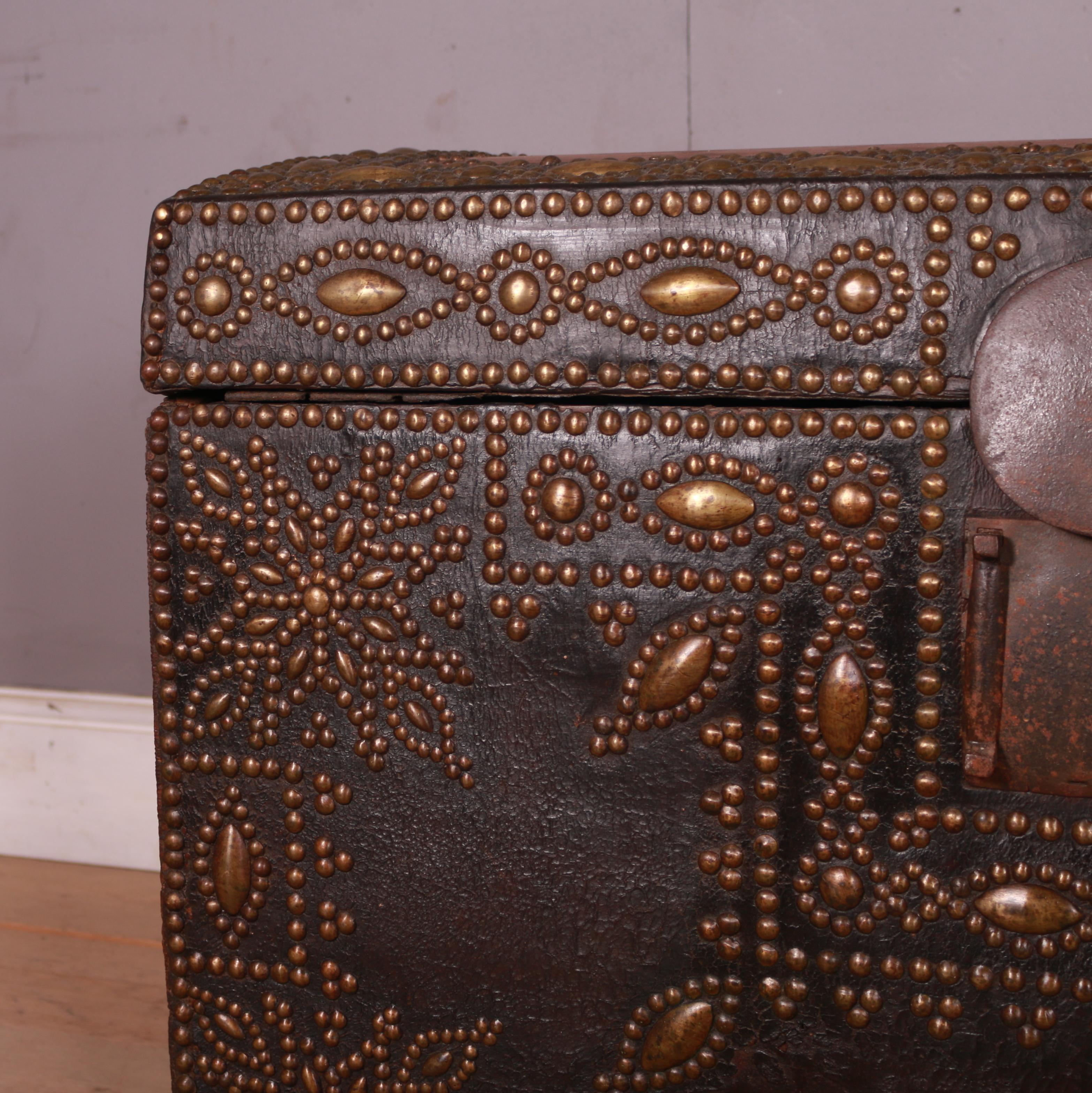 Studded Leather Travel Chest For Sale 2