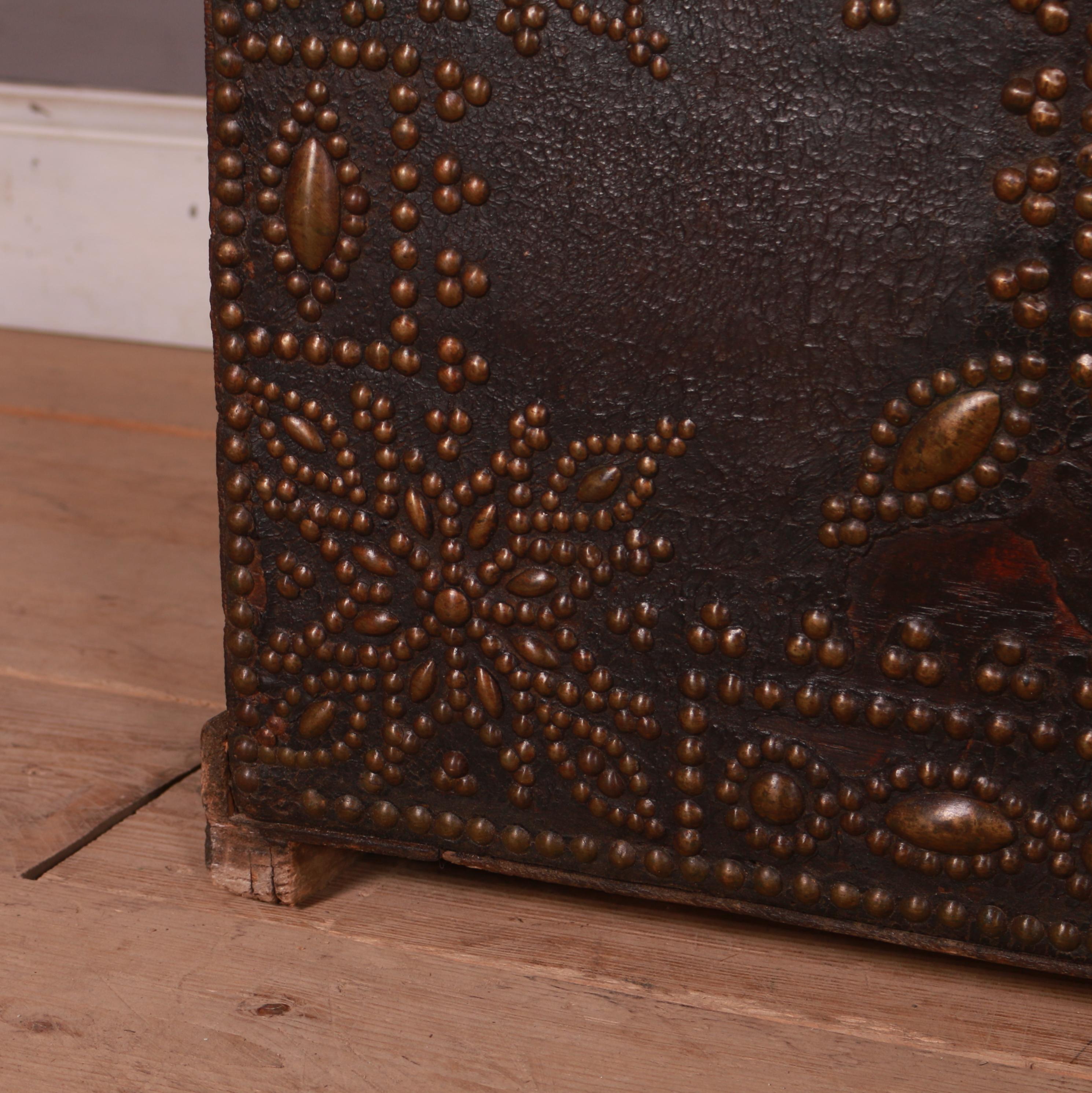 Studded Leather Travel Chest For Sale 3