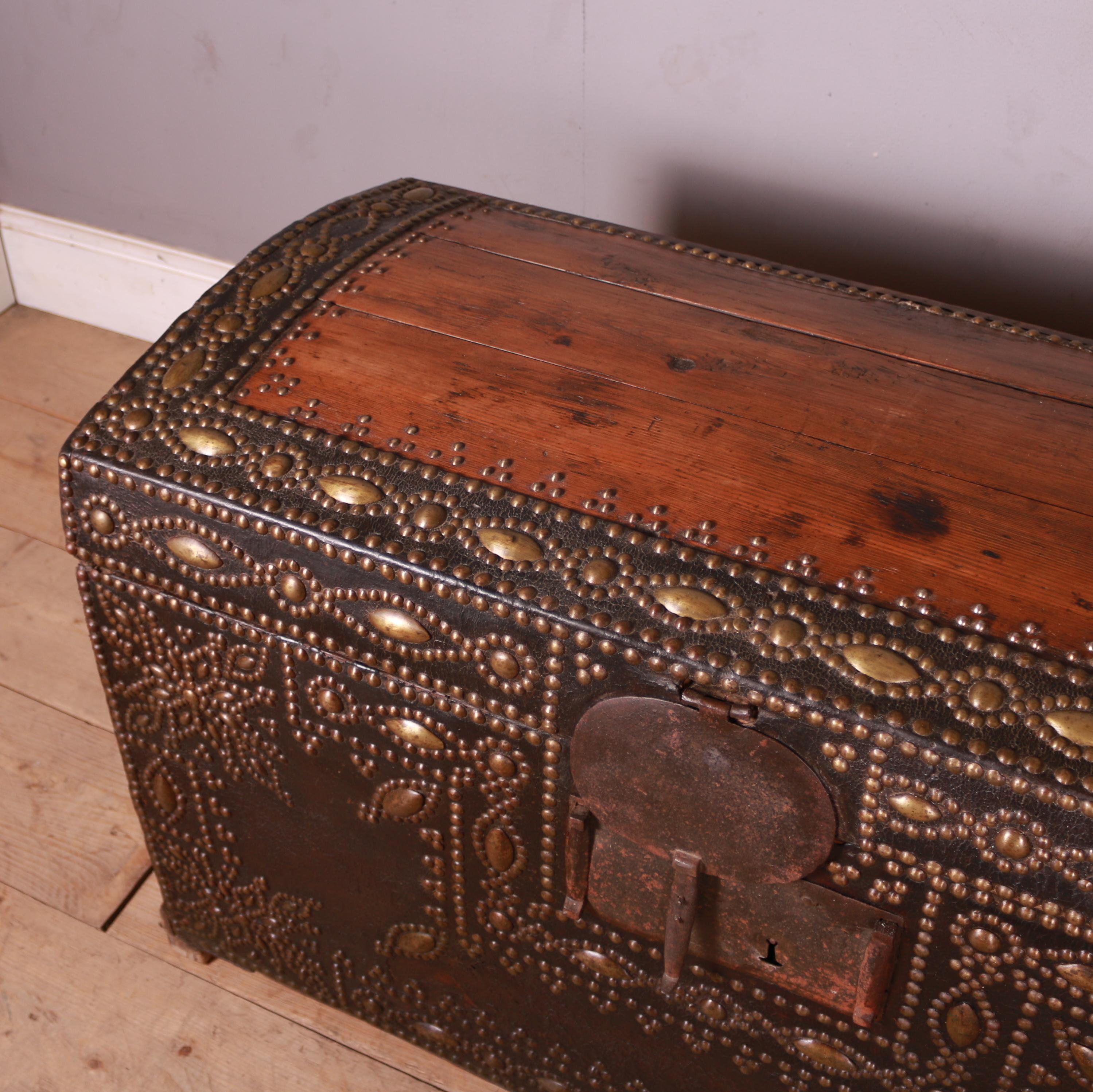 Studded Leather Travel Chest For Sale 4