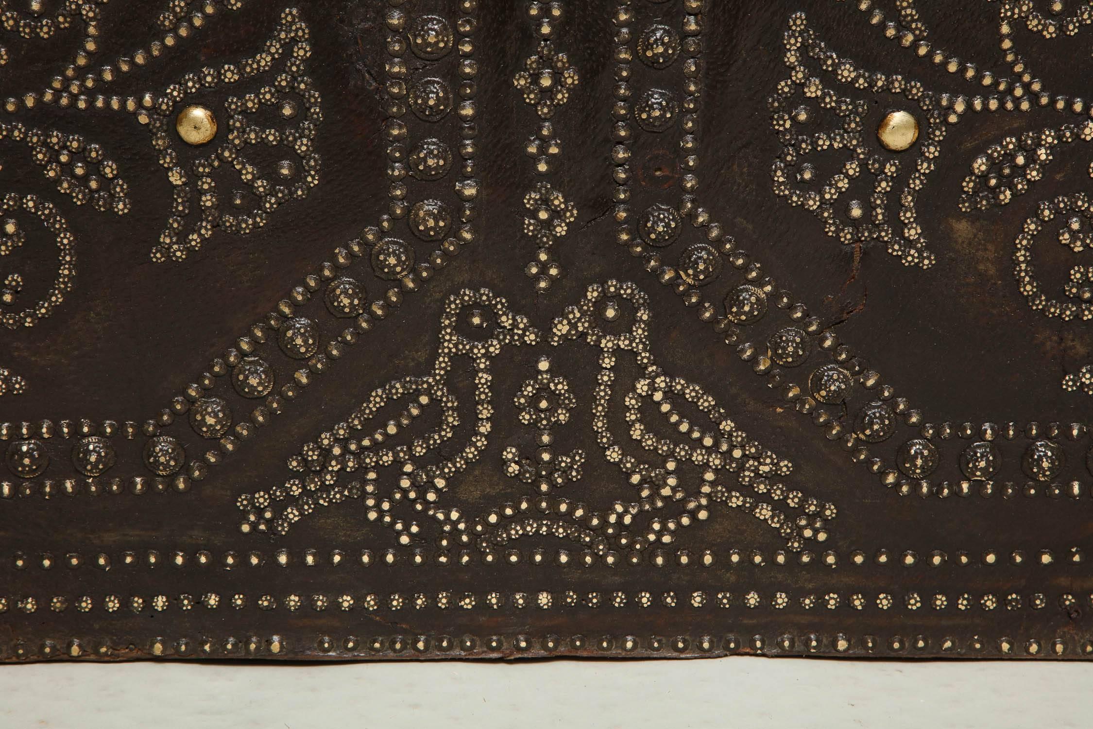 European Profusely Studded Royal Leather Trunk