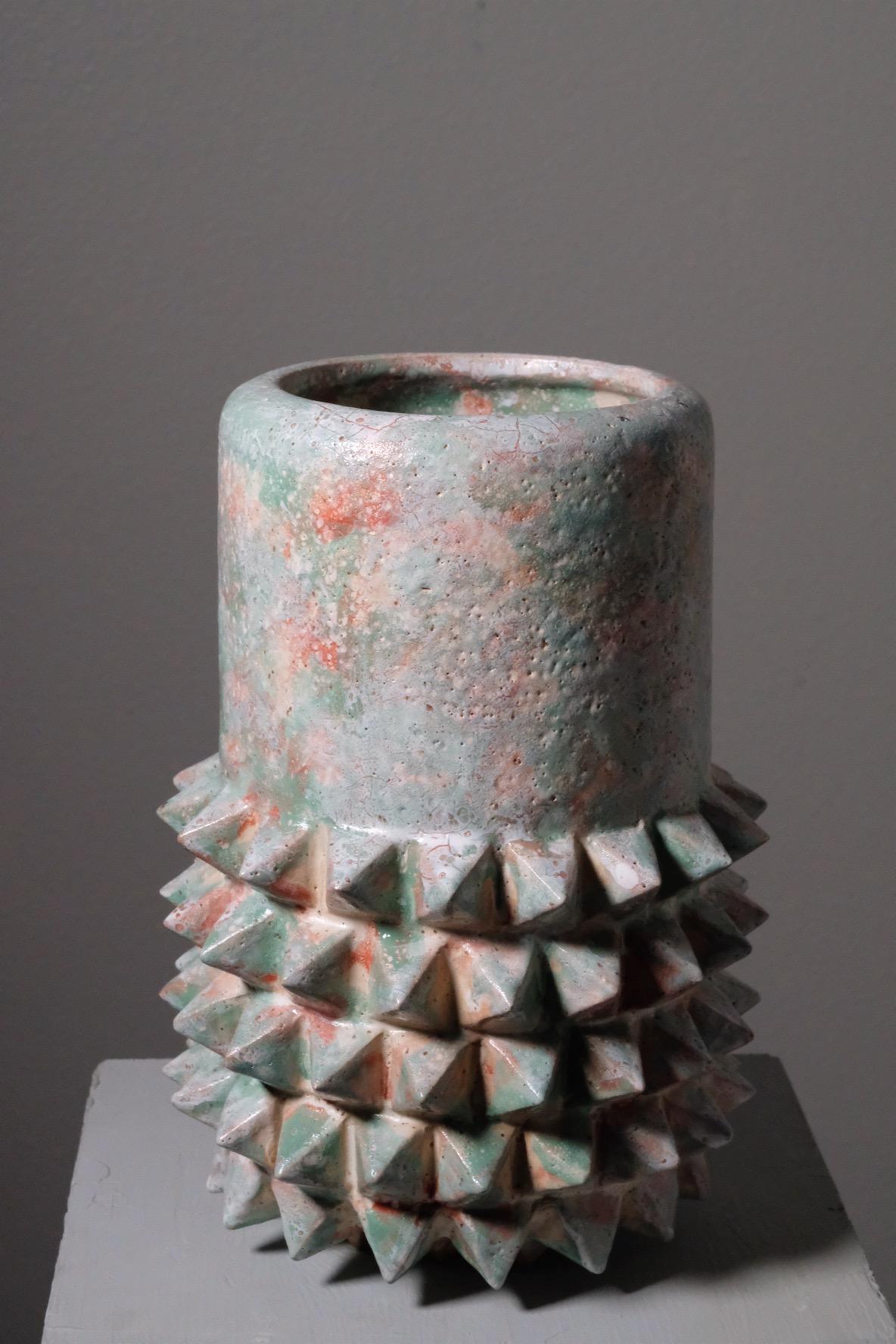 Studded Man O' War Stoneware Vessel by LGS Studio For Sale 3