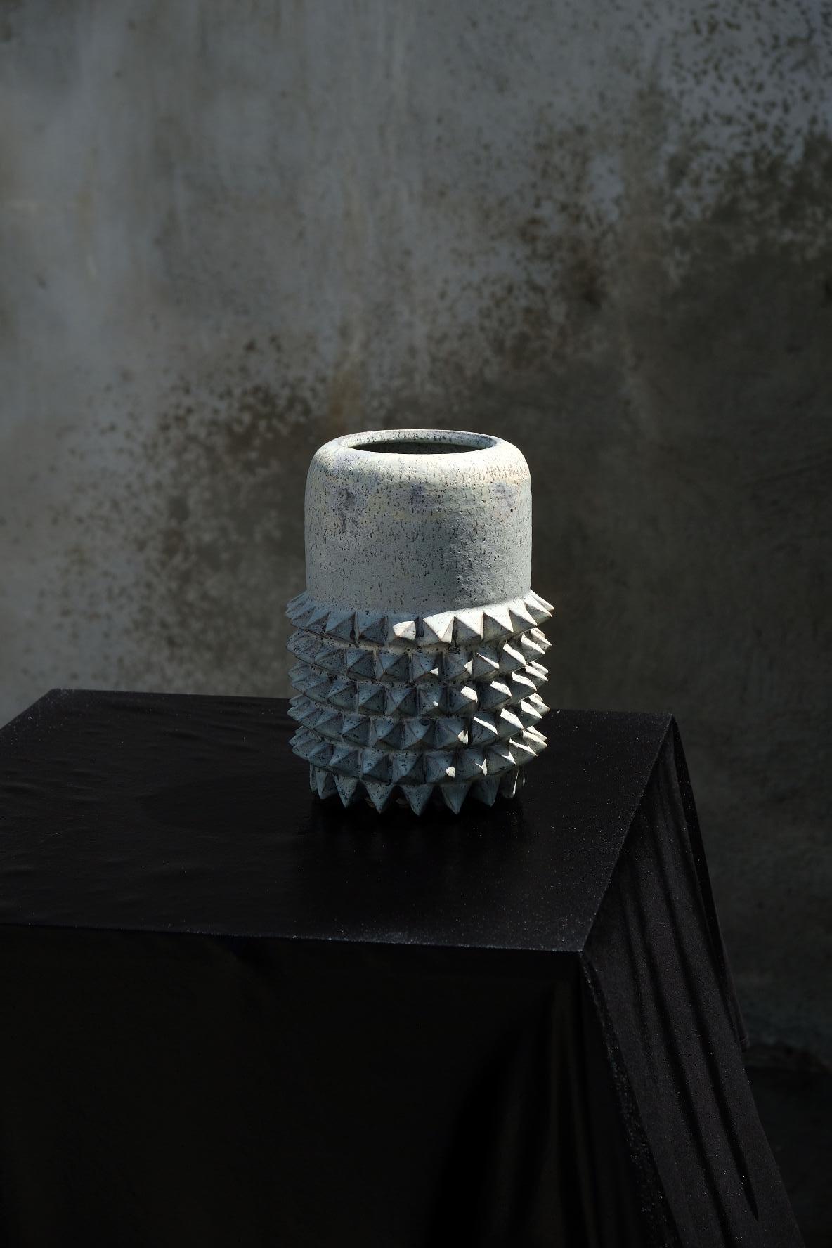 Ceramic Studded Man O' War Stoneware Vessel by LGS Studio For Sale