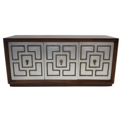 Tommi Parzinger styled Studded Metal and Walnut Credenza