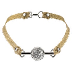 Studded Orb Harness Choker in 18k Gold with Diamonds by Hannah Martin London
