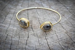 Studded Salt + Pepper Open Cuff Bracelet