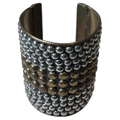 Vintage Boho Studded Silver & Brass Bangle