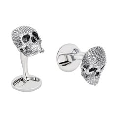 Studded Skull Cufflinks in Sterling Silver by Fils Unique