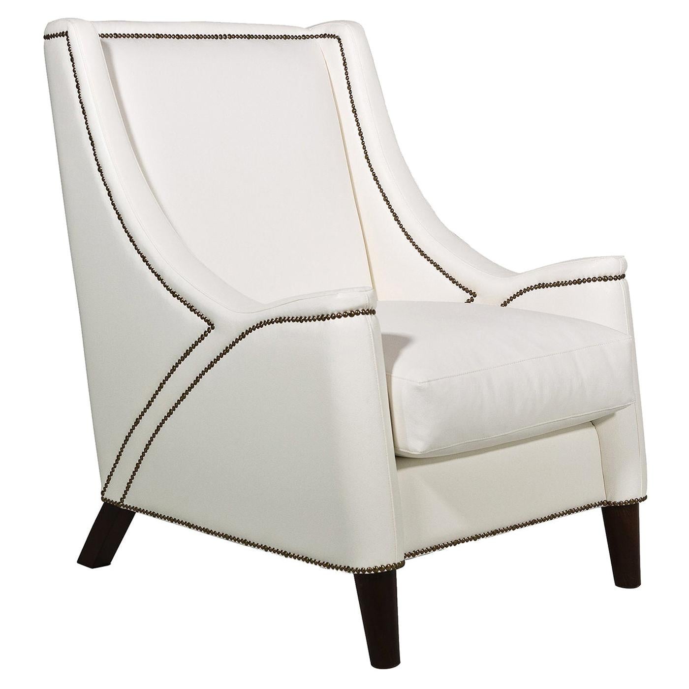 Studded White Armchair