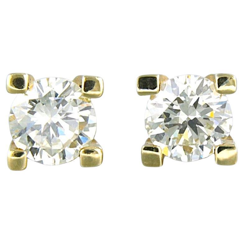 Pendientes con diamante talla brillante sup a 1,90ct 2,4 gramos oro amarillo 14k