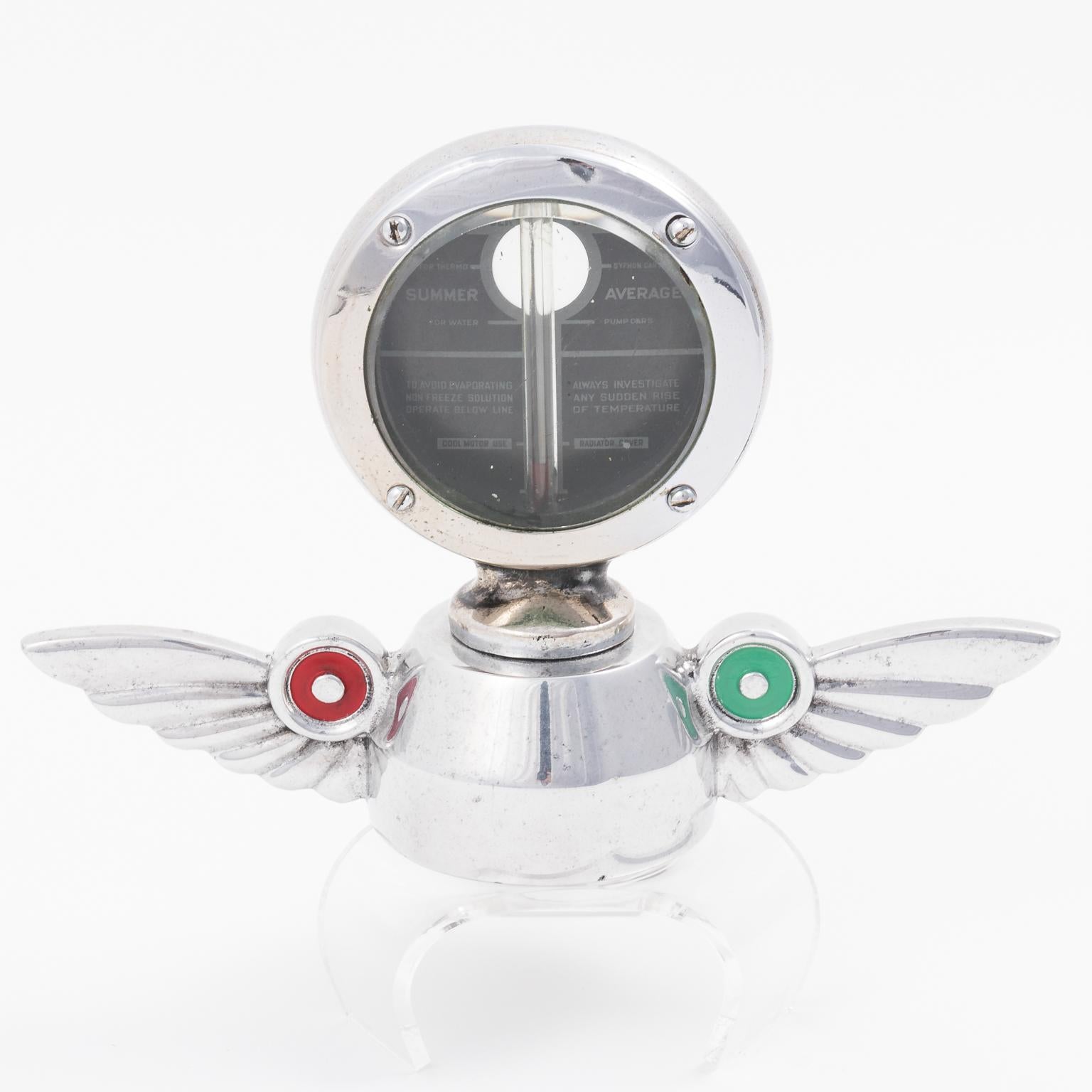 Winged temperature gauge for Studebaker motors by Boyce, circa early 20th century.
 