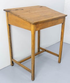 Student Pine Writing Table Slant Top Desk France, Early 20th C