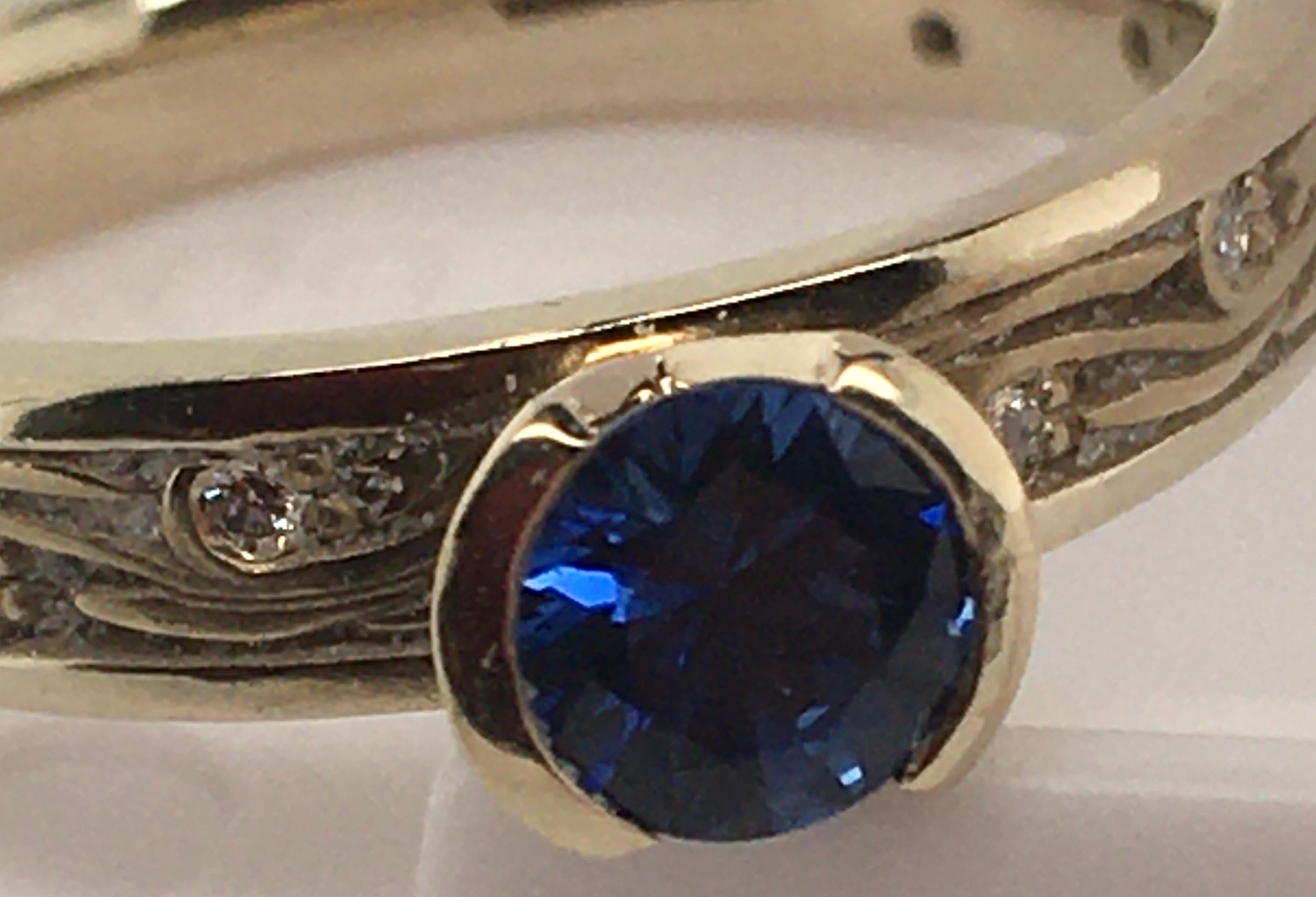 STUDIO 311 Narrow Starry Night .48 CT Blue Sapphire & Diamonds White Gold Ring  For Sale 2