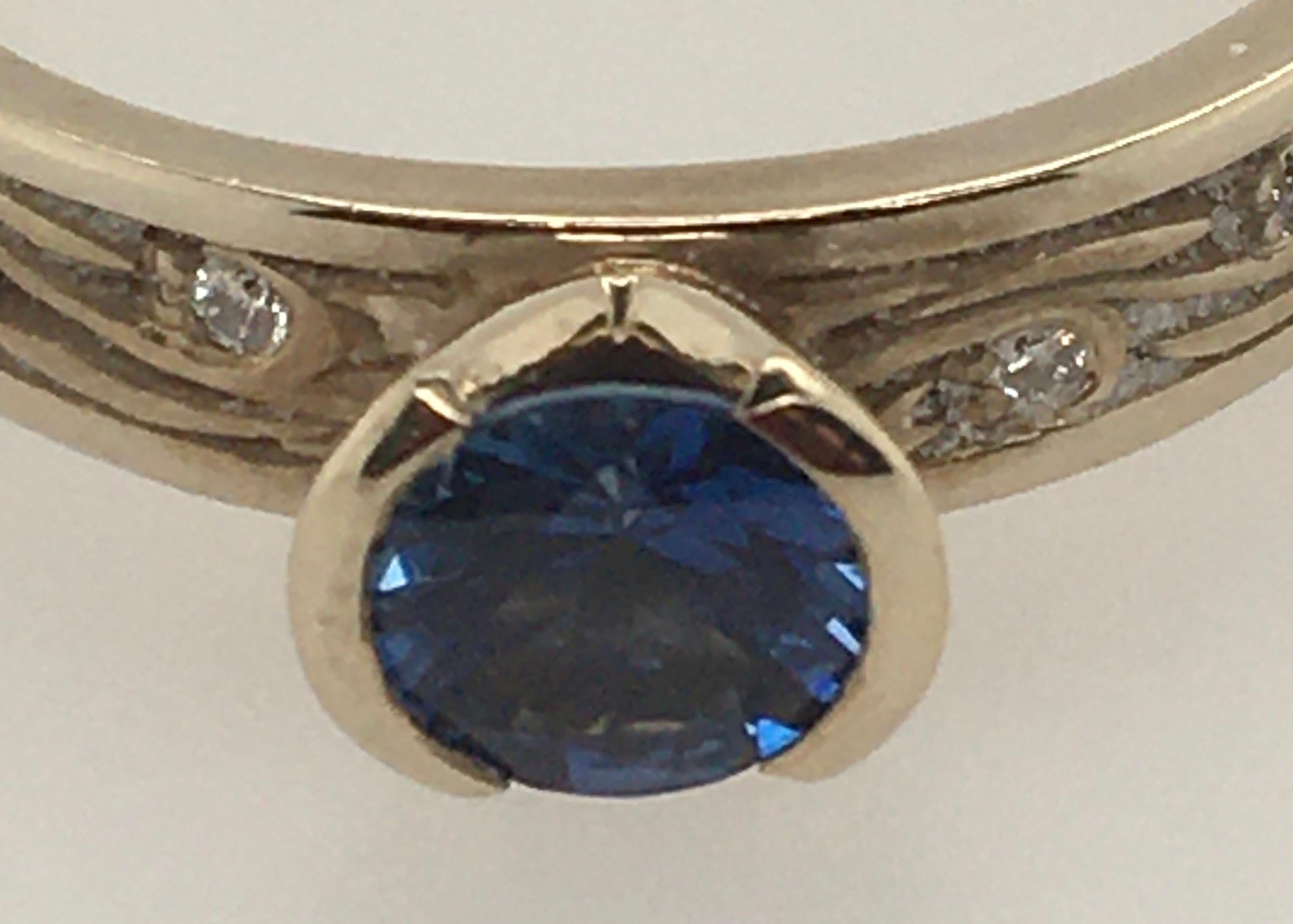 STUDIO 311 Narrow Starry Night .48 CT Blauer Saphir & Diamanten Weißgold Ring  (Brillantschliff) im Angebot