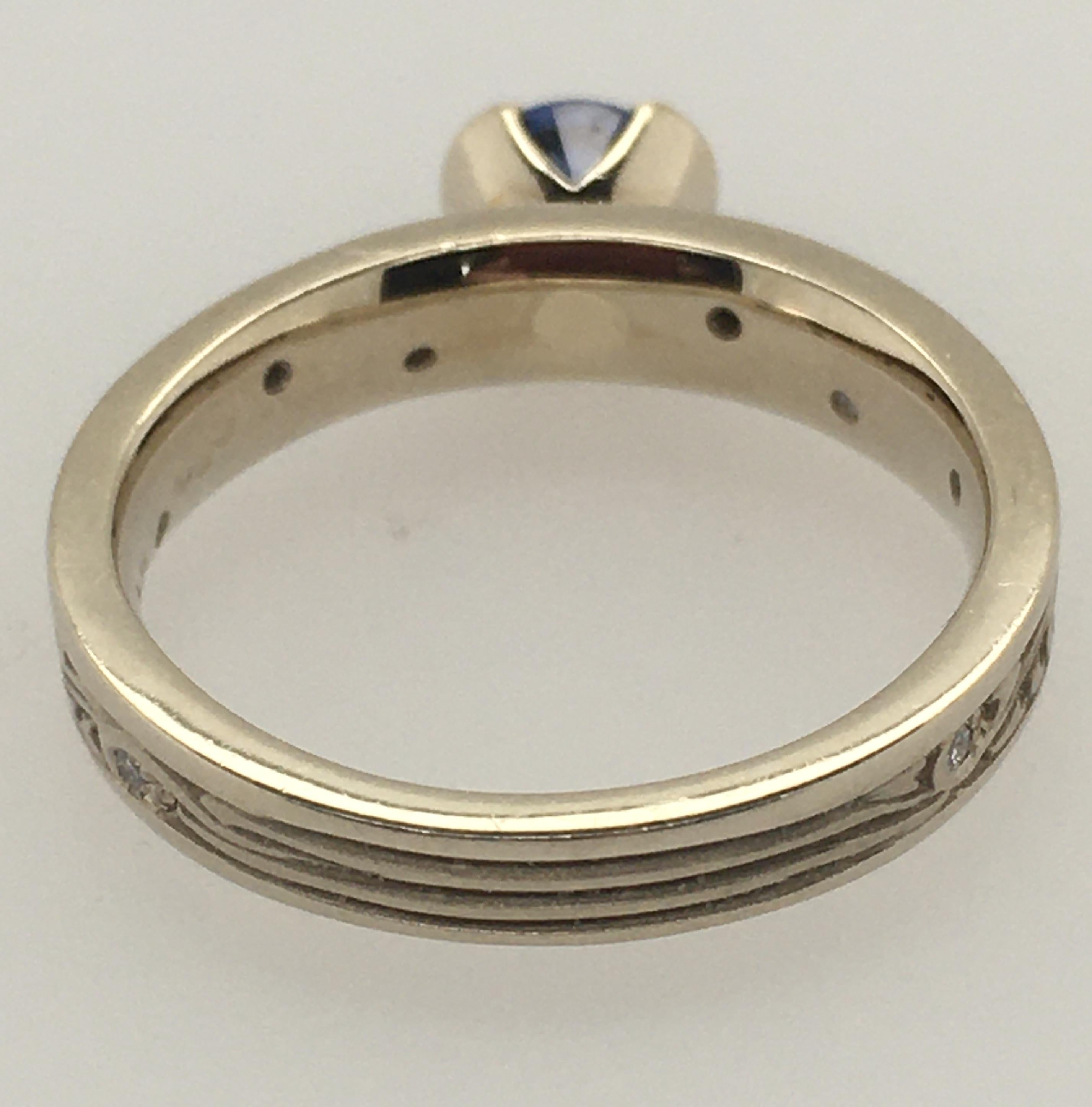 Modern STUDIO 311 Narrow Starry Night .48 CT Blue Sapphire & Diamonds White Gold Ring  For Sale