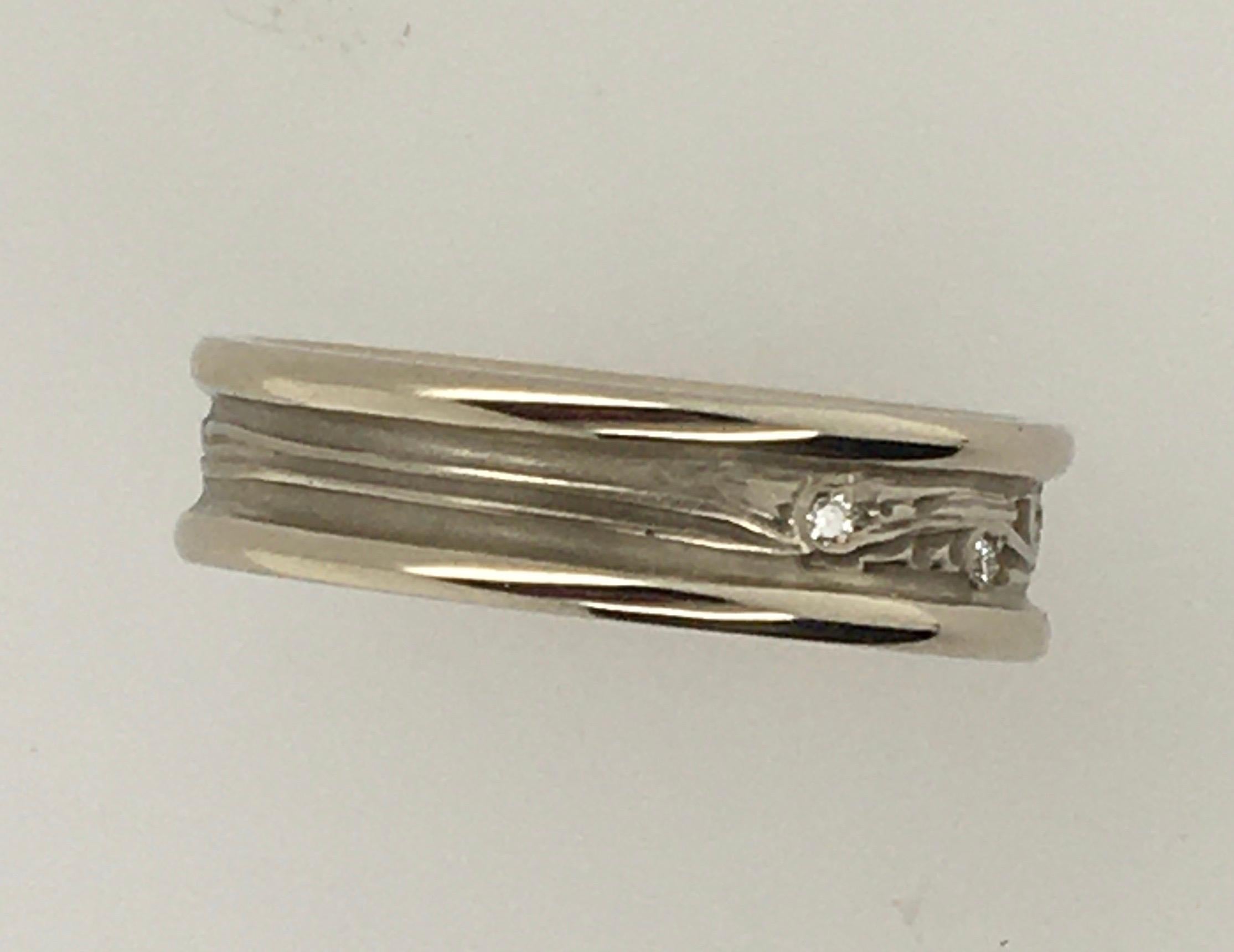 Round Cut Studio 311 Narrow Starry Nite 14k WG Band with Ten .10TW Diamonds, 1.5mm Borders For Sale
