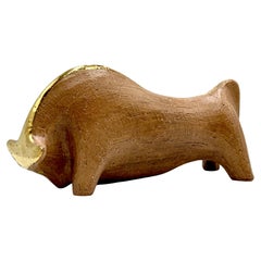 Studio 4 (Italy) Vintage 1970s, 12.5" Ceramic Bull with Gold