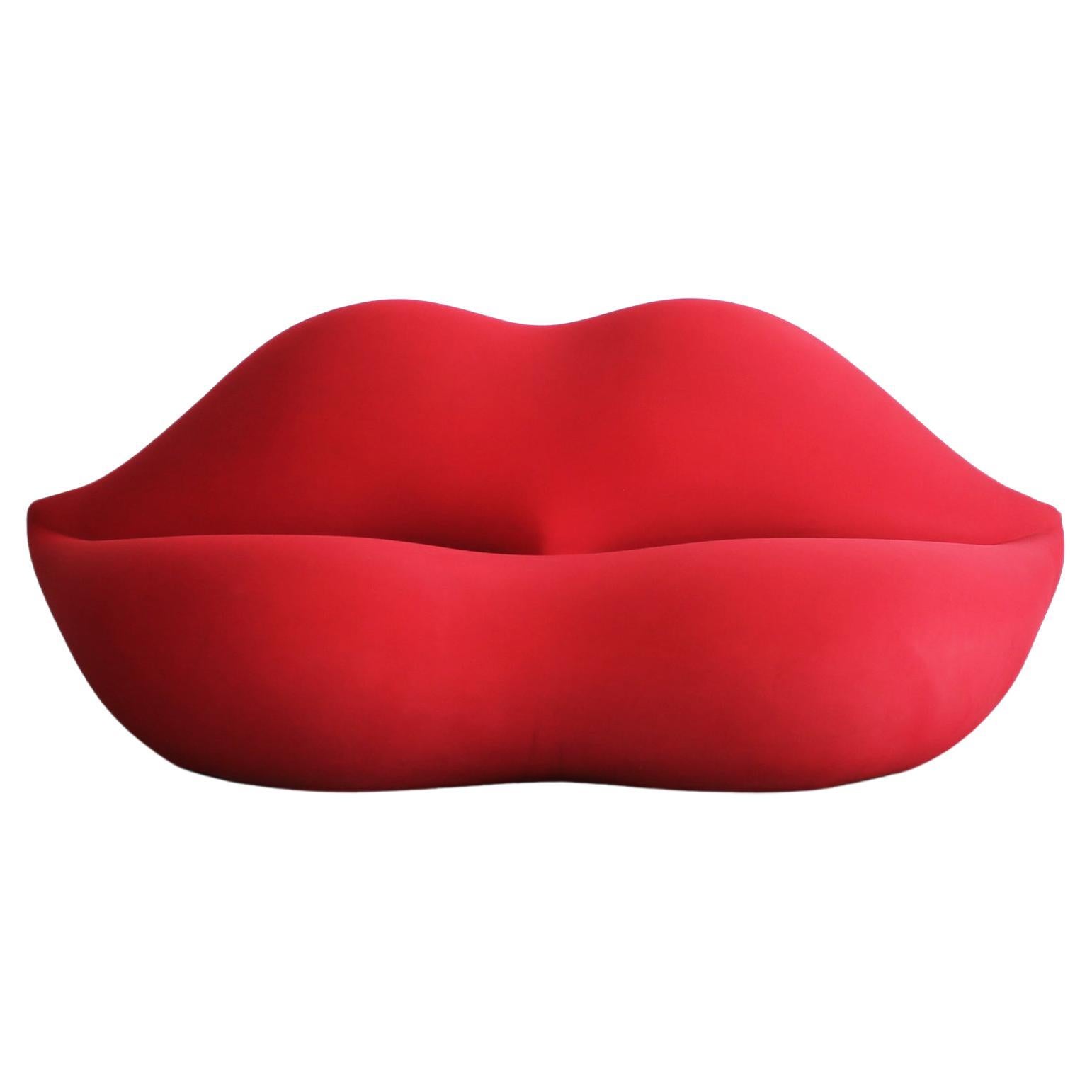 Studio 65 Bocca or Marilyn Sofa in Red Fabric by Gufram 1970s For Sale