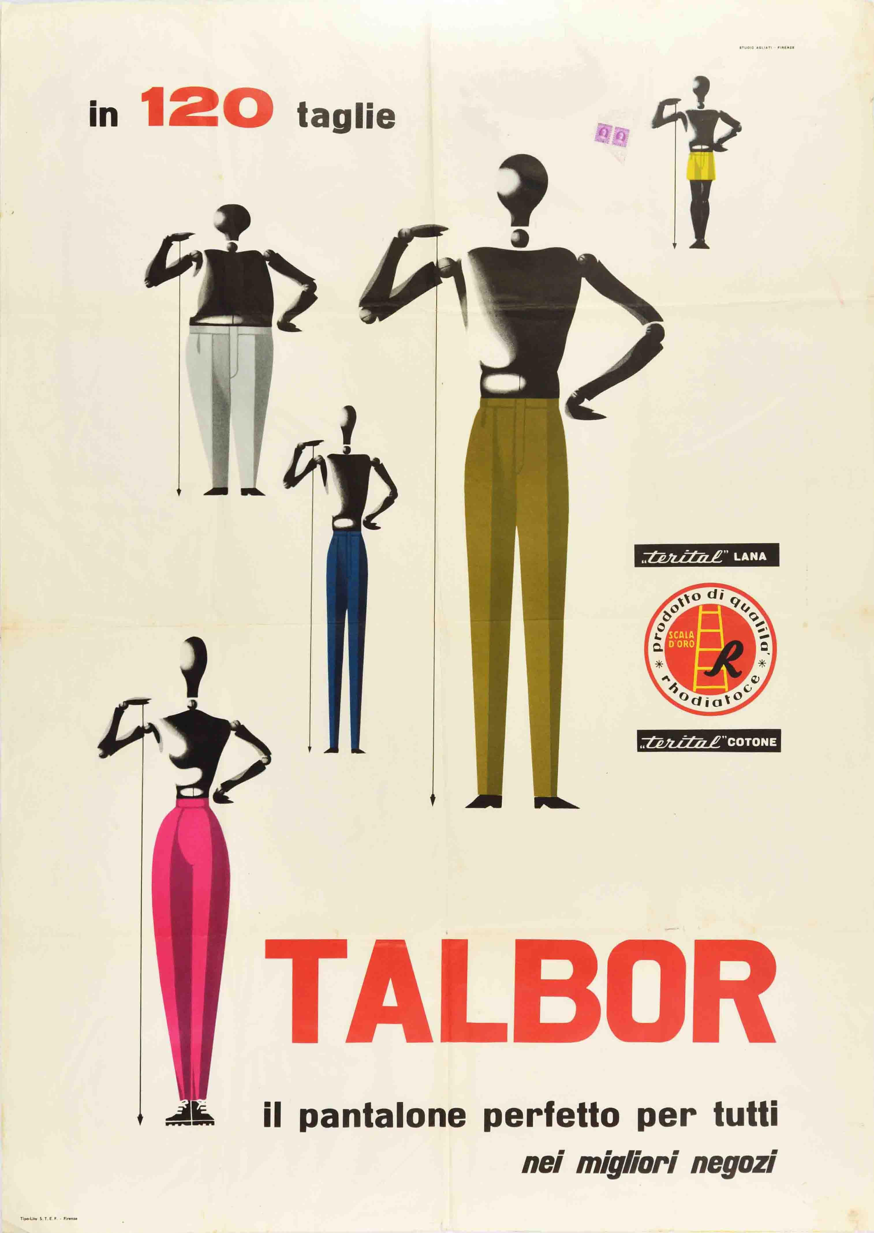 Studio Agliati Print - Original Vintage Poster Talbor Pantalone Trousers Italy Fashion Style Design Art