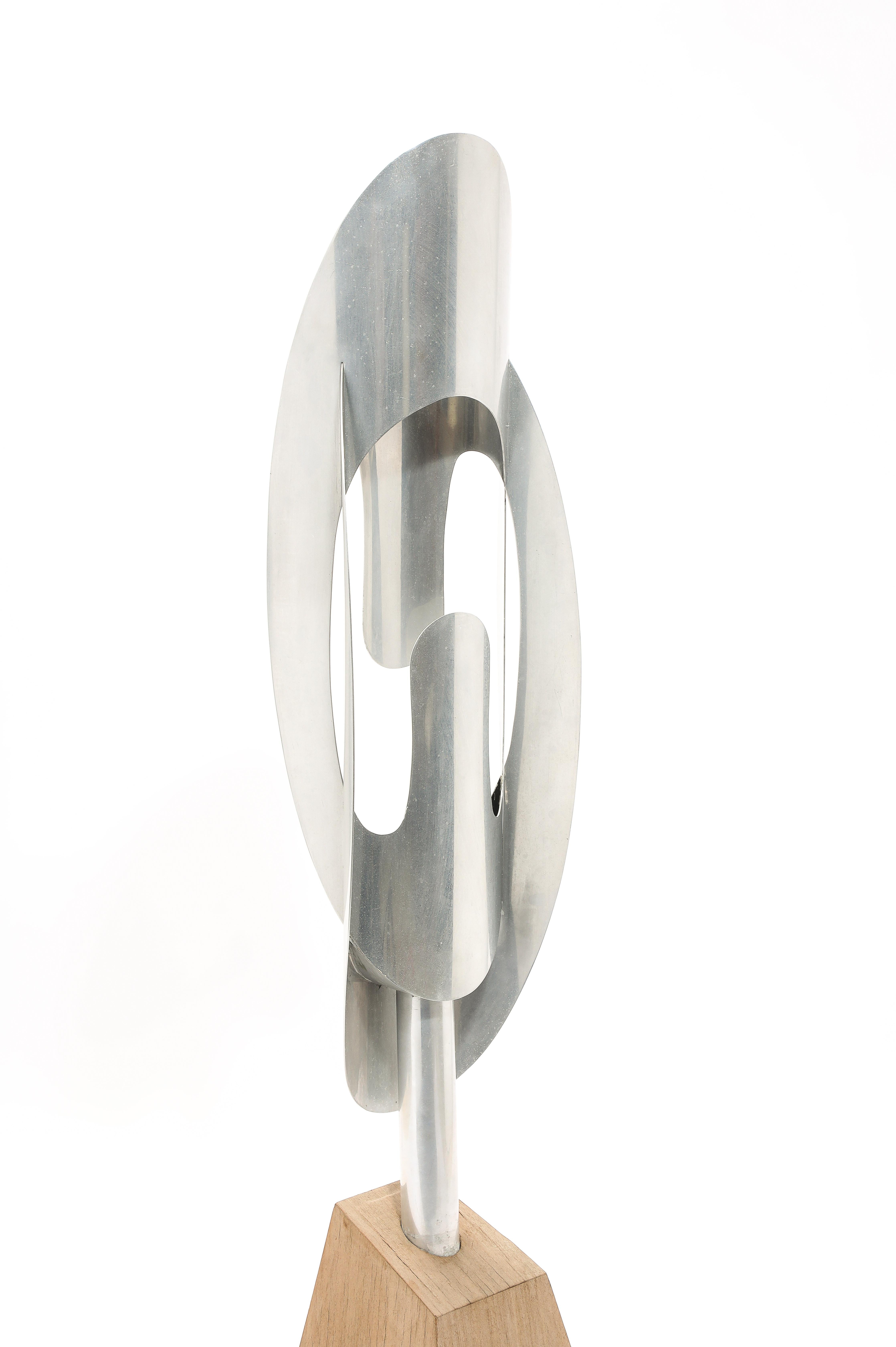 Studio Aluminum & Wood  Floor Lamp, Belgium 1970's For Sale 6