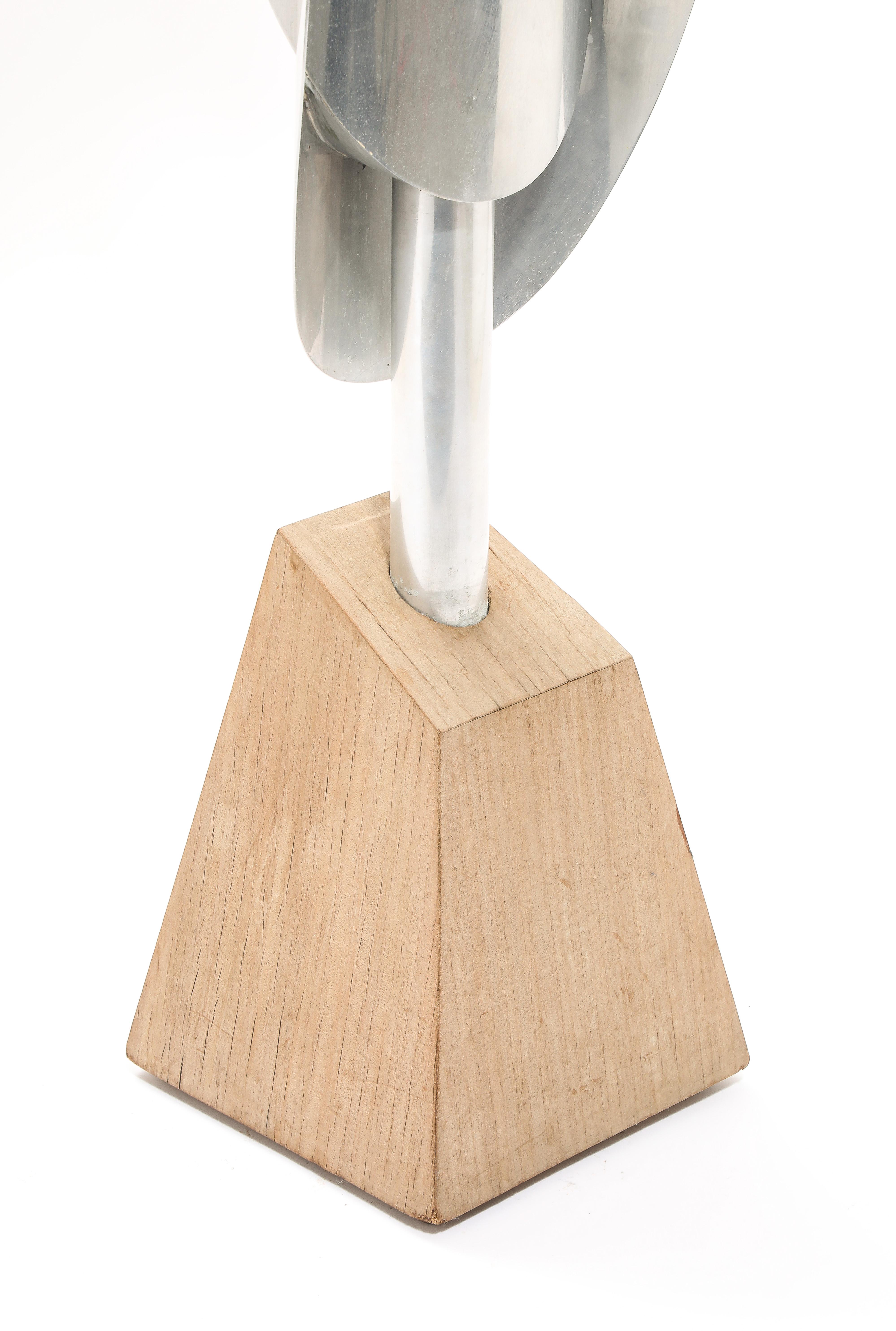 Studio Aluminum & Wood  Floor Lamp, Belgium 1970's For Sale 7